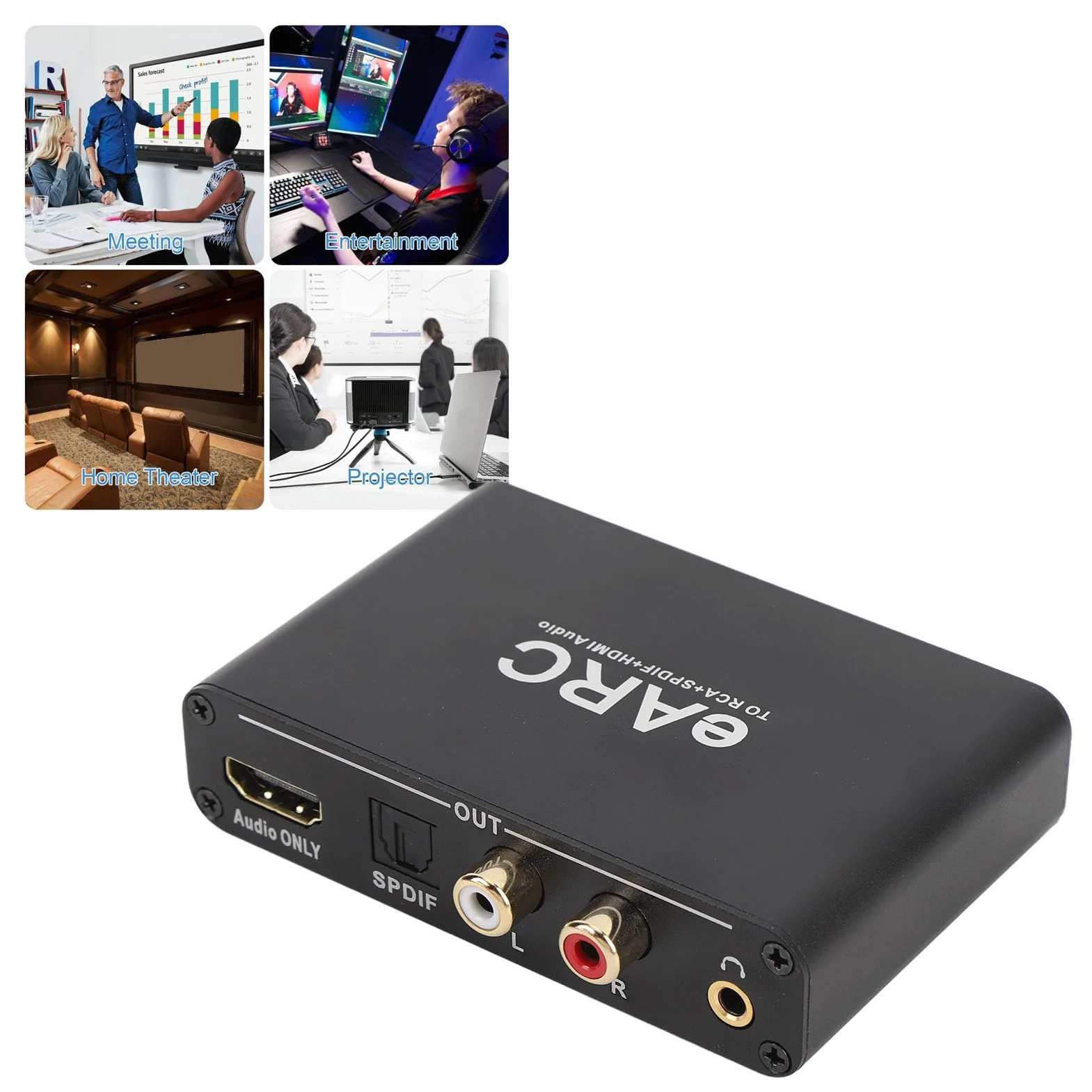 Earc Audio Extractor, 192 KHz Earc Audio Converter do HDMI Optical/SPDIF L/R 3,5 Mm Aux Sound Extractor, HDMI EARC/ARC do Optycznego Adaptera Audio dla Wzmacniacza Głośników HDTV