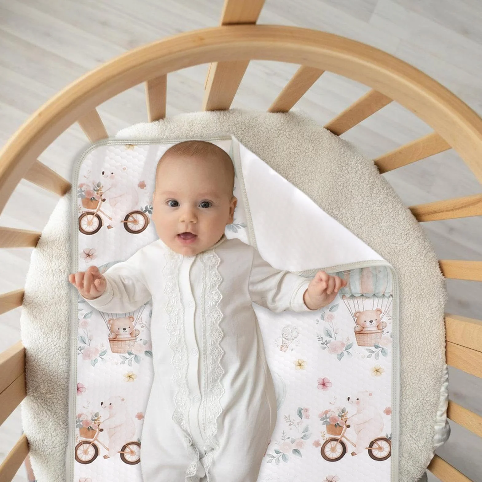 Waterproof Crib Mattress Protector, Absorbent Bassinet Liner Sheet 70x50cm, Potty Training, Nursery Setup, Overnight Protection for Travel and Home, Enduring and Washable