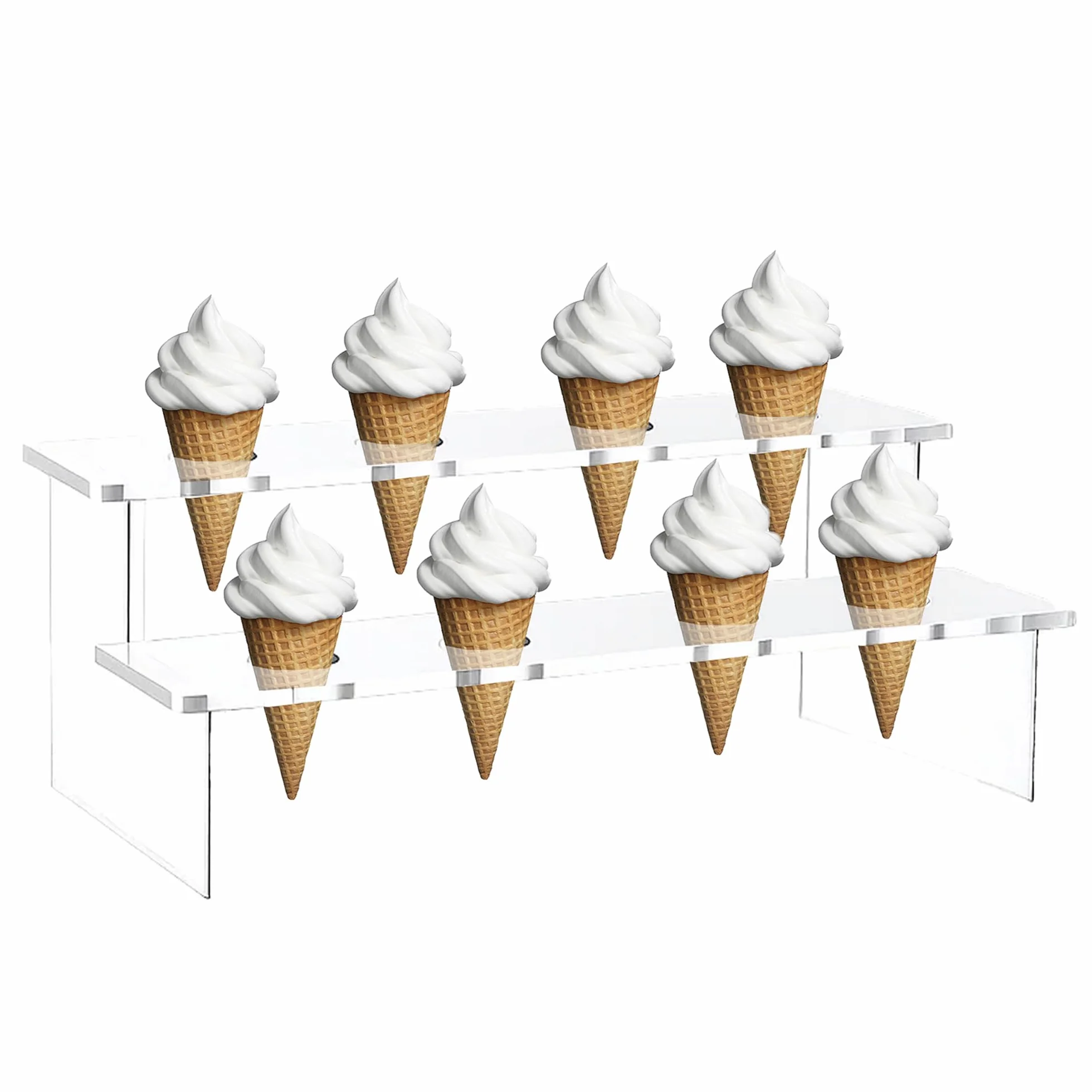 Akrylowy Stoisk Na Lody, 8-Otworowy, Wykonany z Materiału Akrylowego, Przezroczysty i Przezroczysty, Nadaje Się Do Ślubów, Przyjęć Urodzinowych, Kawiarni, Sklepów z Deserami (prostokątny)