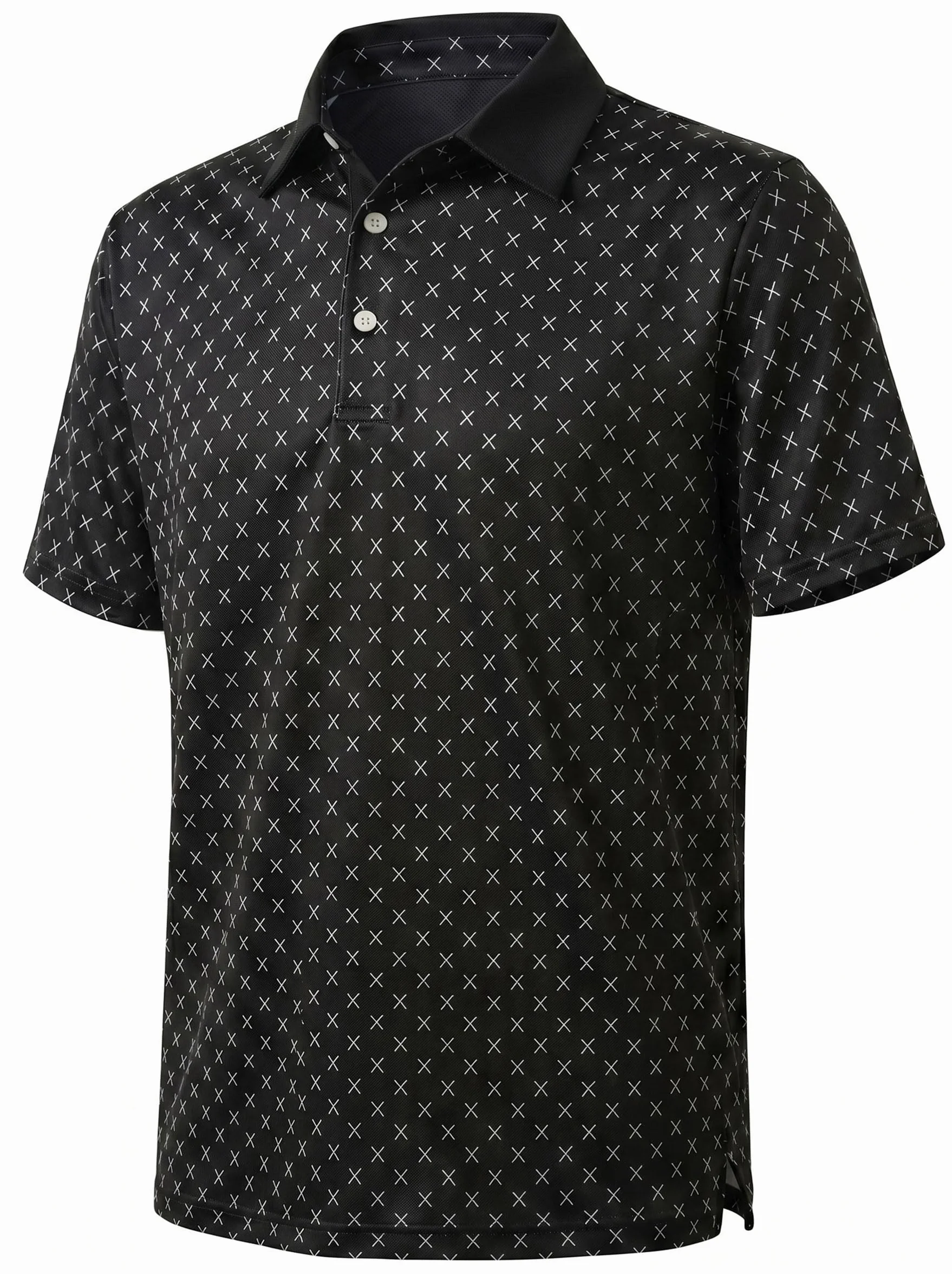 GLESTORE Męska koszulka polo z krótkim rękawem Koszulki polo dla mężczyzn, Black, L
