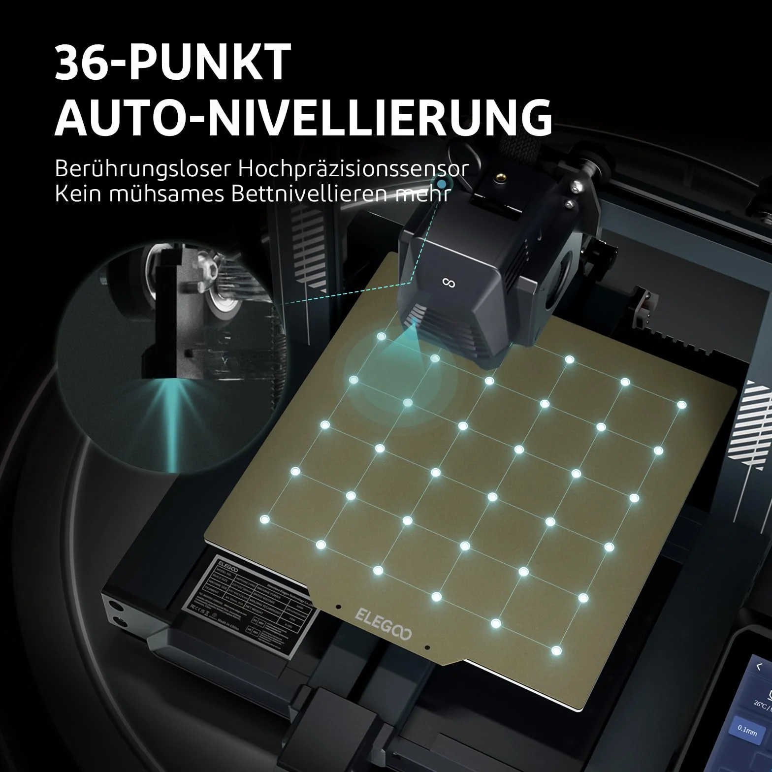 ELEGOO Neptune 3 Pro FDM drukarka 3D z automatycznym poziomowaniem łóżka, wytłaczarka bezpośrednia Dual-Gear, napęd podwójnego wrzeciona pociągowego, zdejmowany ekran pojemnościowy, 225 x 225 x 280 mm