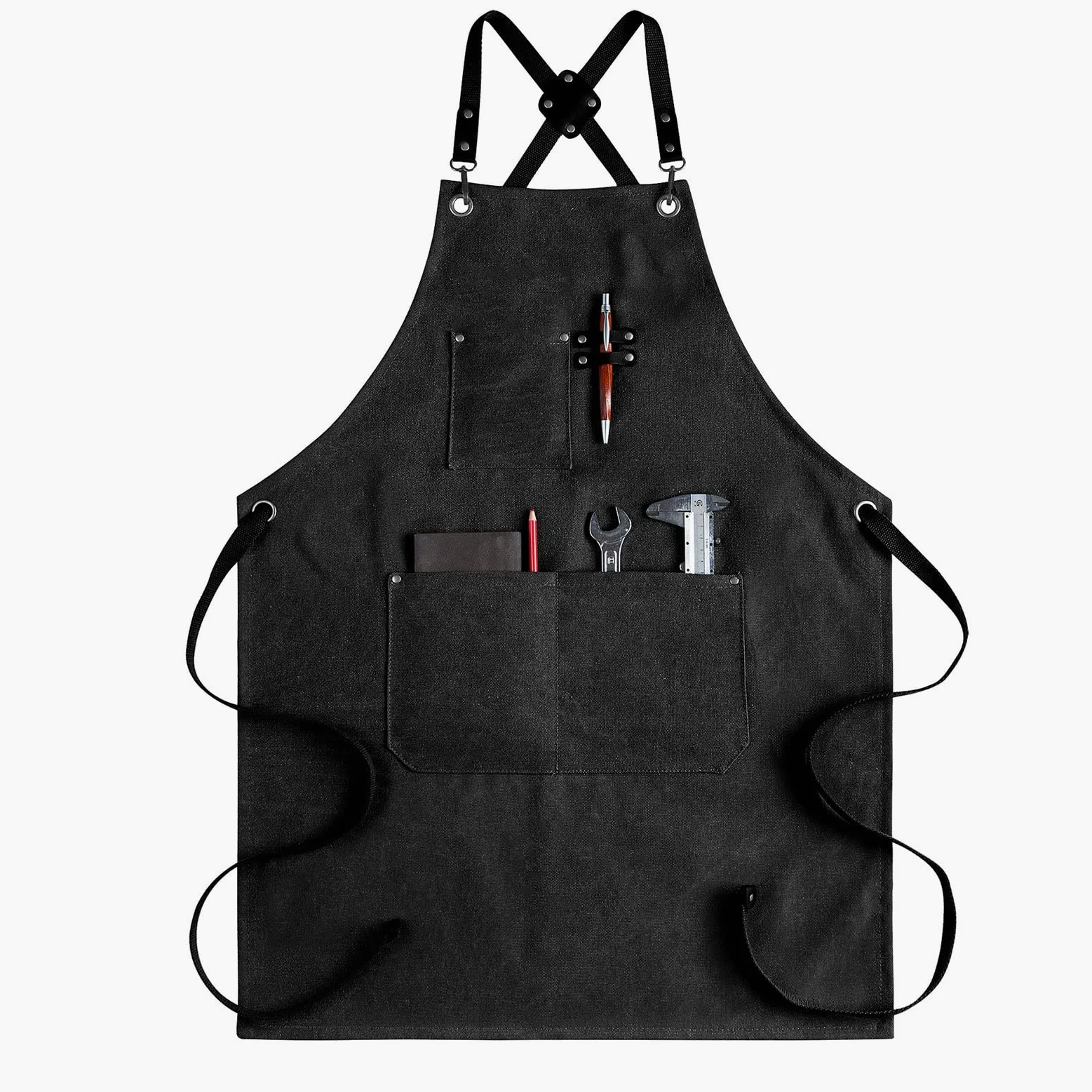 Fartuch szefa kuchni ， Fartuch Denim Bib Fartuch warsztatowy, fartuch narzędziowy, wytrzymały fartuch roboczy z woskowanego płótna, wielofunkcyjne fartuchy narzędziowe
