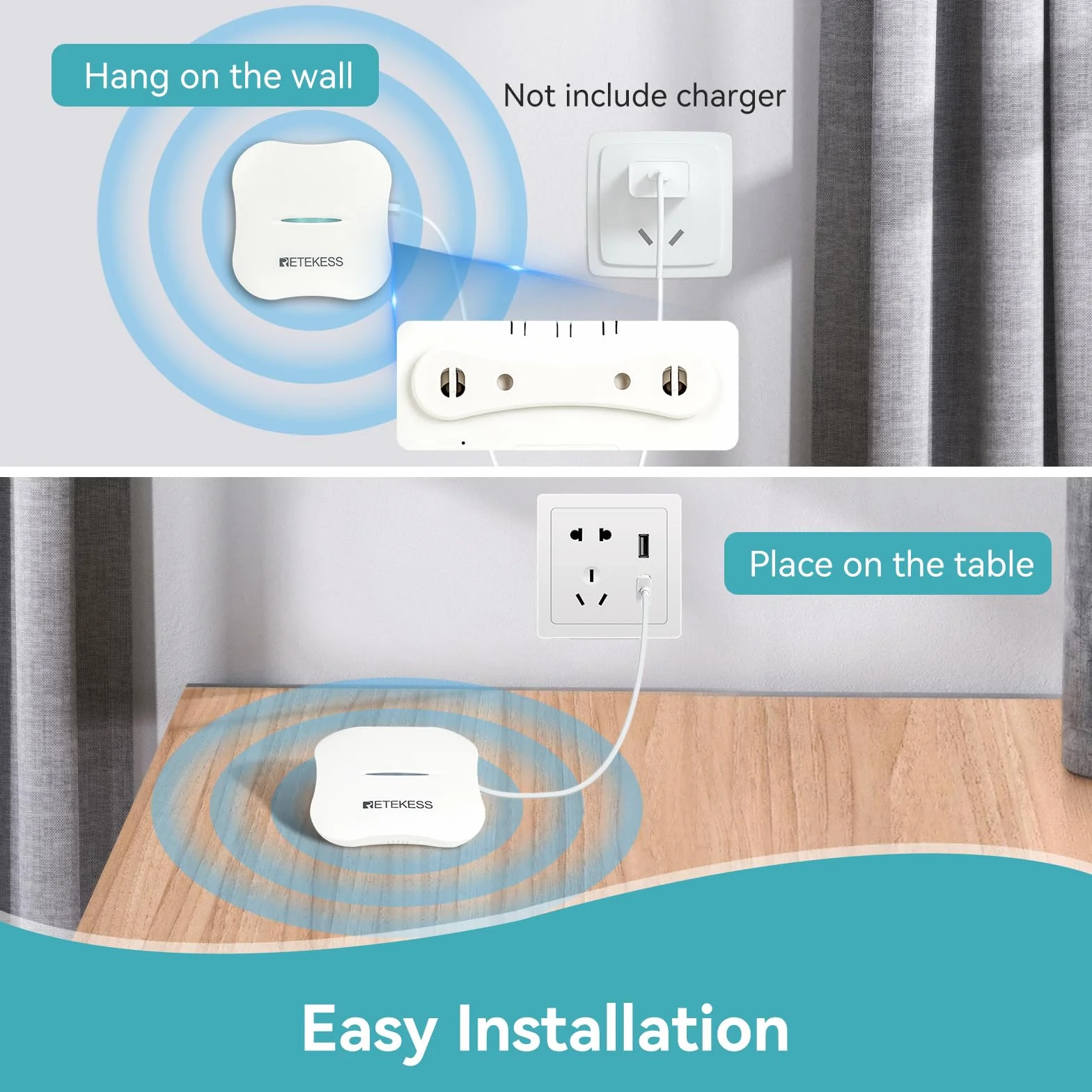 Retekess TH011-TH013 Wifi Inteligentny Bezprzewodowy System Pagera dla Opiekunów, System Ostrzegania Pielęgniarki, 2 Przyciski Połączenia Alarmowego dla Starszych Pacjentów Niepełnosprawnych Seniorów