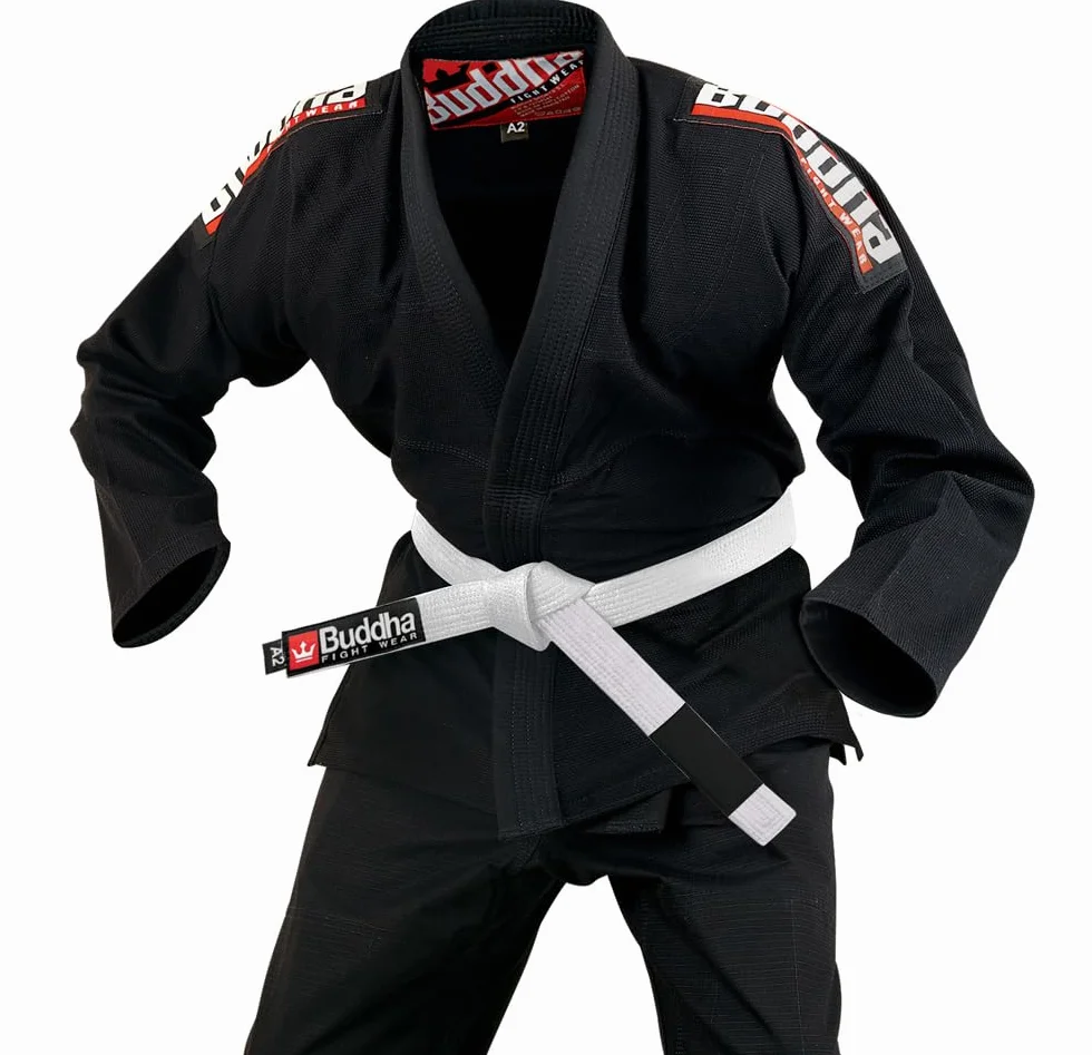 Buddha Fight Wear -Kimono Premium Infinity Brazylijskie Jiu Jitsu/BJJ Gi z białym paskiem, unisex dla dorosłych