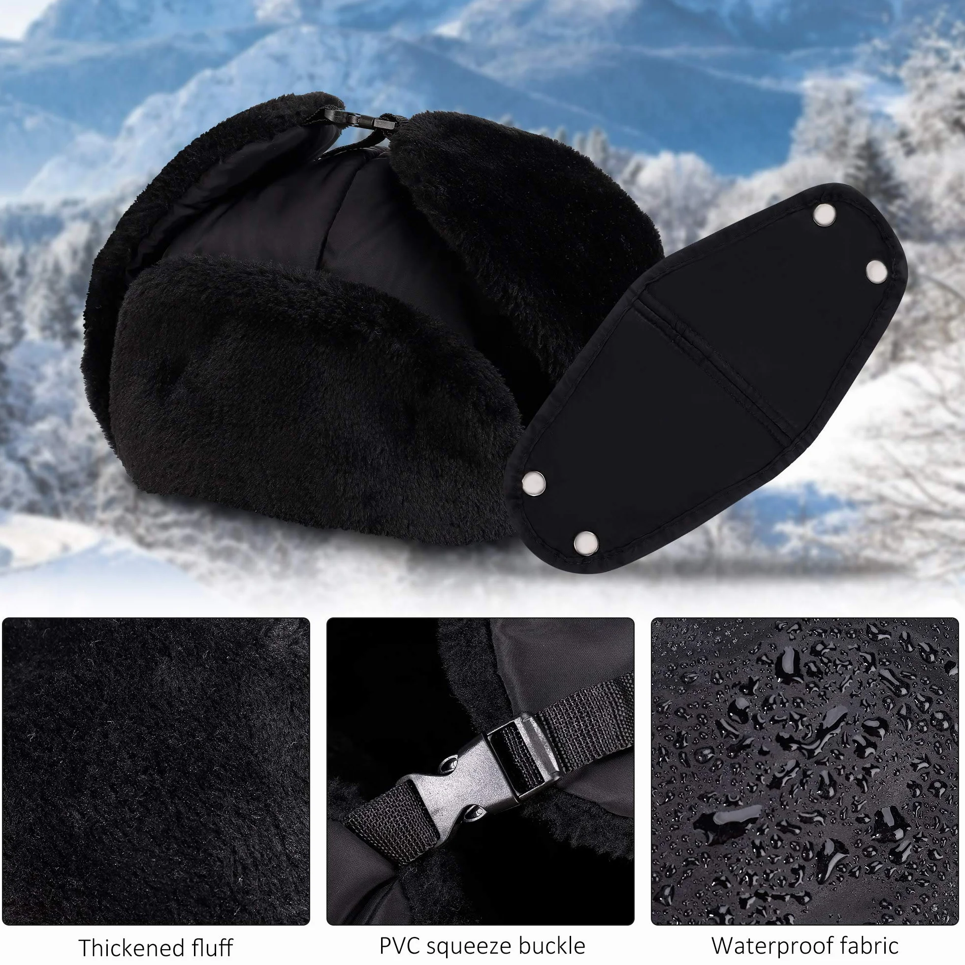 MaoXinTek Unisex czapka zimowa z nausznikami, futrzana czapka ze sztucznego futra, czapka lotnicza; utrzymuje ciepło podczas jazdy na nartach, łyżwach i innych aktywności na świeżym powietrzu