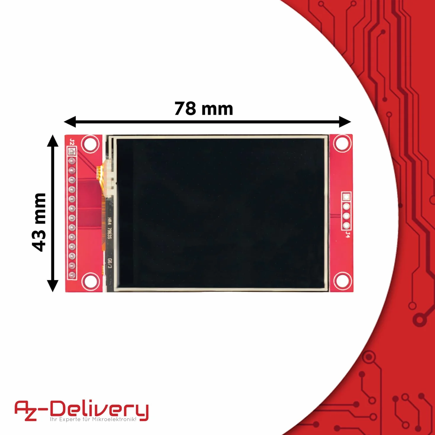 AZDelivery 1 x 2,4 cala LCD TFT ekran dotykowy - Kompatybilny z Arduino i Raspberry Pi - Rozdzielczość 320 x 240, sterownik ILI9341, interfejs SPI