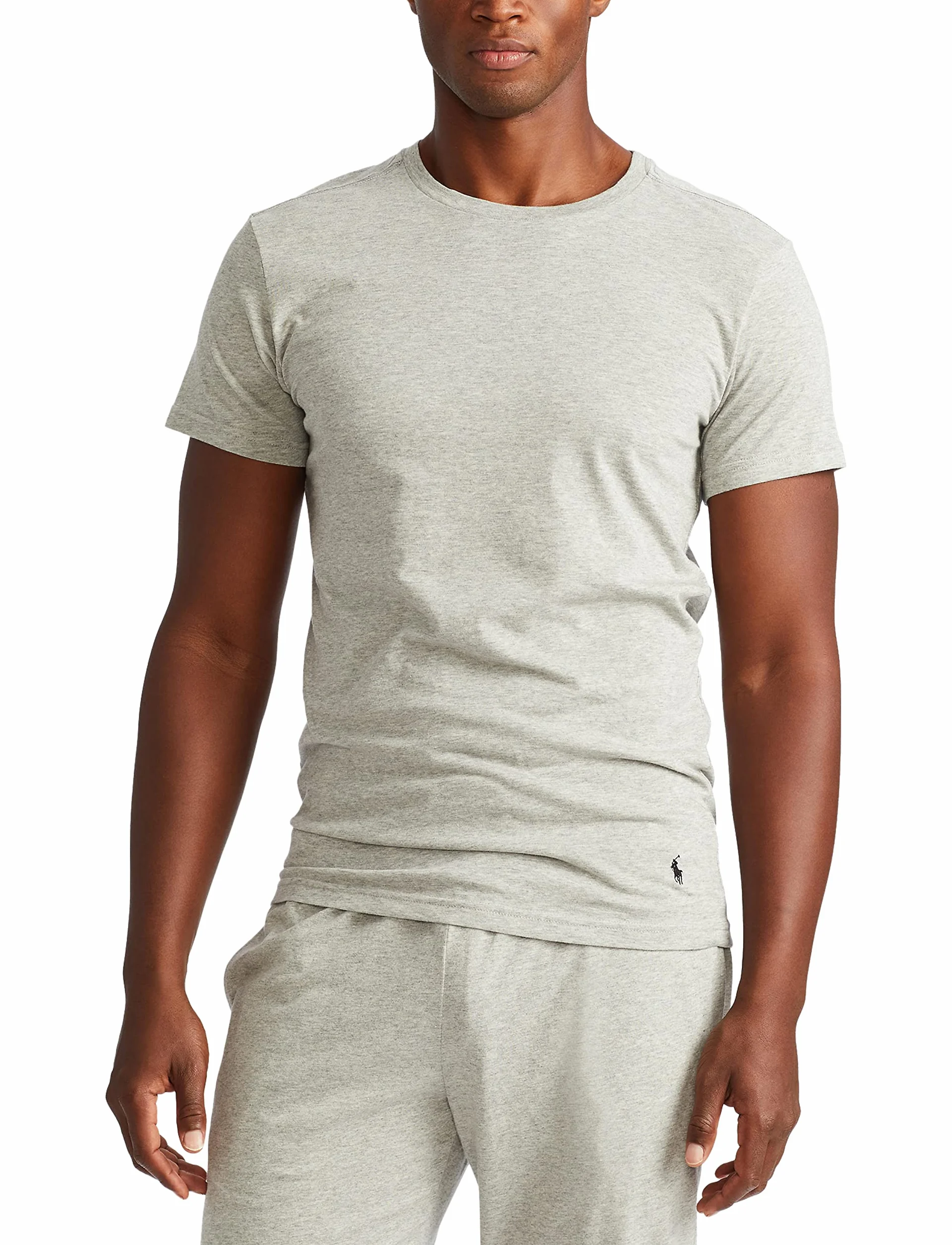 POLO RALPH LAUREN Men's Slim Fit Wicking Crew Undershirts 3-Pack, Andover Heather/Black, Madison Heather/Black, Black/Red-3 Pack, Small