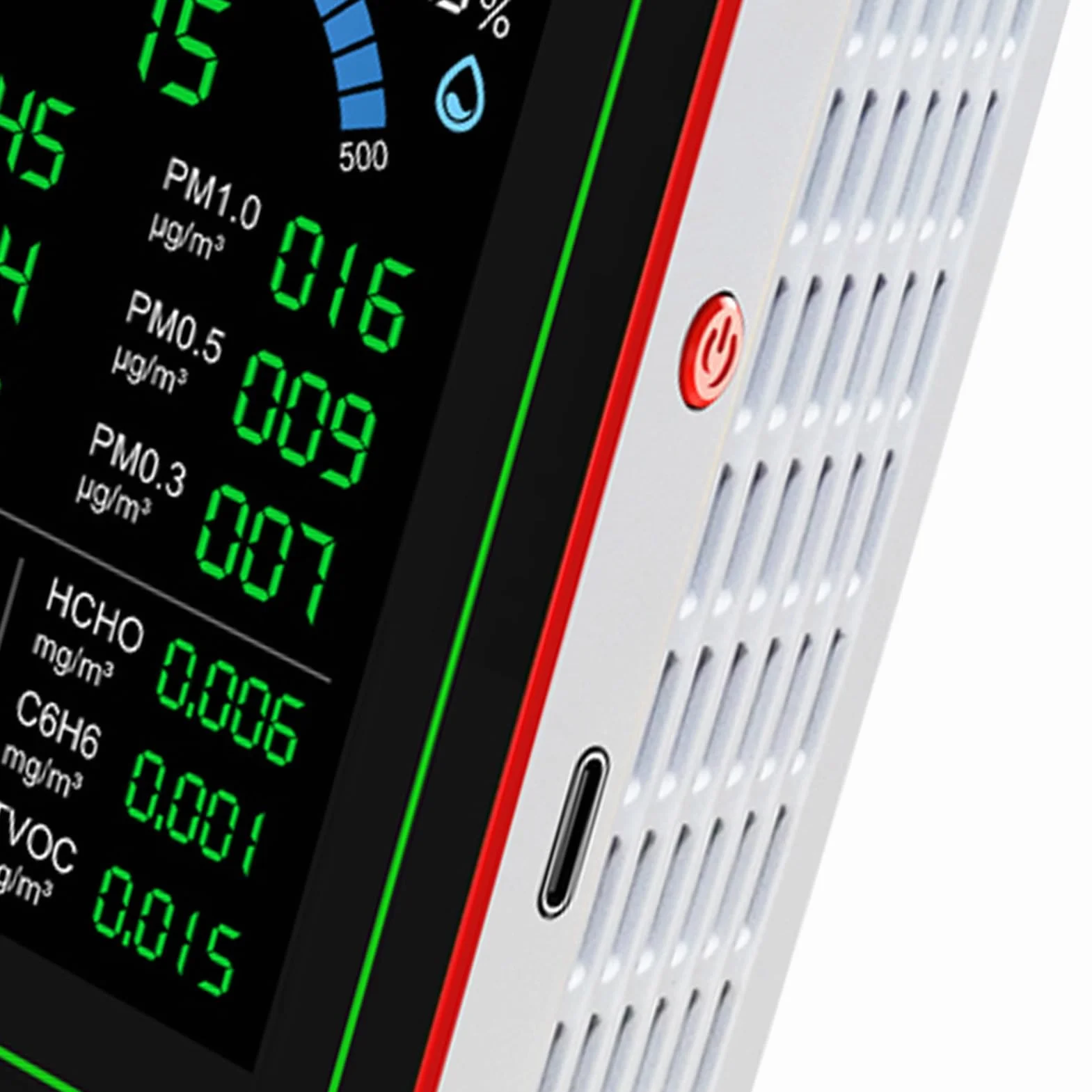 Miernik Jakości Powietrza 18 w 1 CO2 TVOC HCHO PM2.5 PM10 Temp Wilgotność Detekcja Tester Wewnątrz Zasilanie Bateryjne Przechowywanie Danych Wyświetlacz LCD Do Domu Biuro