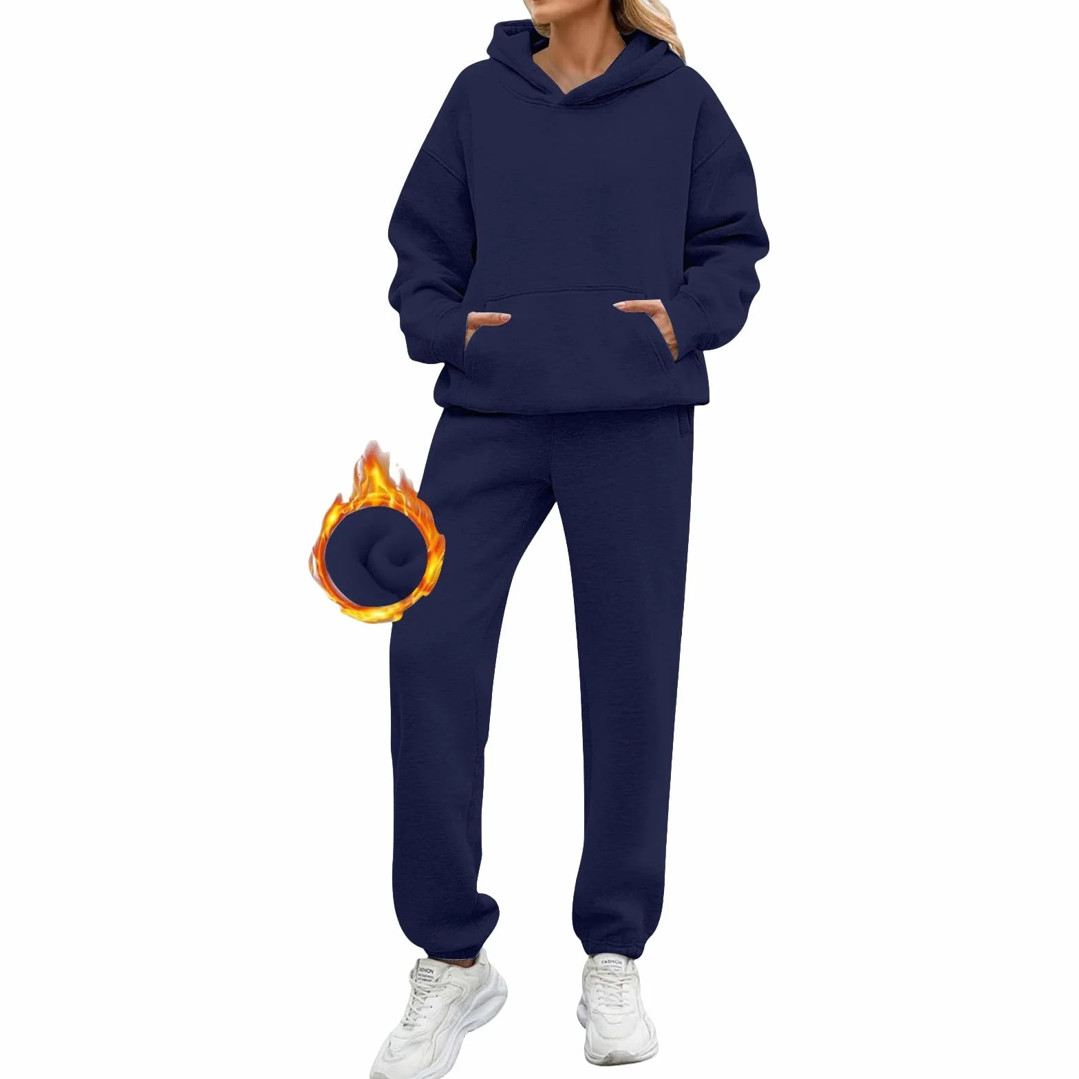 Damski Dres Sportowy Zestaw Elastyczny Sportowy Bluza Z Kapturem I Spodnie Wygodne Na Co Dzień Luźne Dresy gimnastyczne Siłownia Garnitury Fitness Z Kieszeniami Do Jogi, Dwuczęściowy