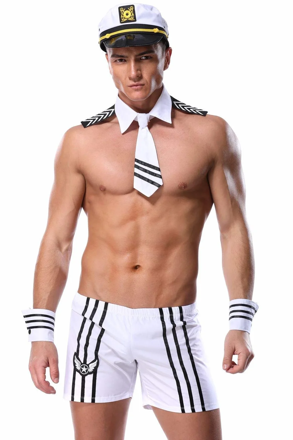 VENI MASEE Męski kostium marynarza marynarza na imprezę, cosplay, do odgrywania ról, bielizna (1 zestaw)