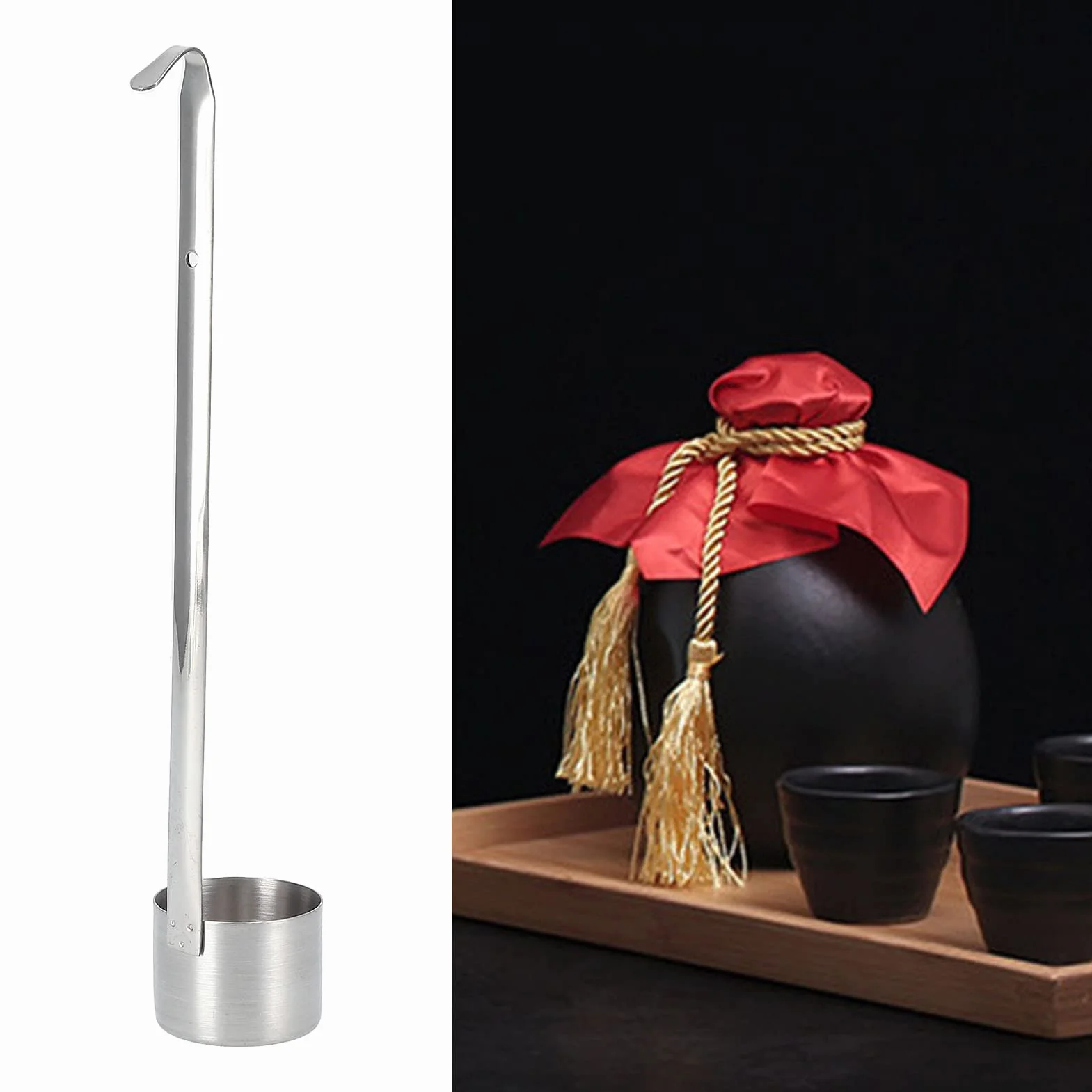Chochla Do Wina, łyżka Ze Stali Nierdzewnej Czerpak Do Wina Długa Rączka Chochla Z Haczykiem, Miarka Chochla 25 Ml, 50 Ml, 125 Ml, 250 Ml, 500 Ml(125ML)