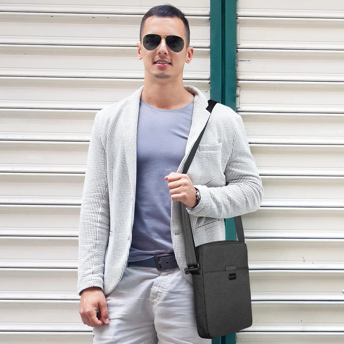 flintronic Męska torba na ramię, wodoodporna torba kurierska z regulowanym paskiem, lekka torba robocza z wieloma kieszeniami, torba crossbody, do pracy, na zakupy, do szkoły, podróży, codziennego