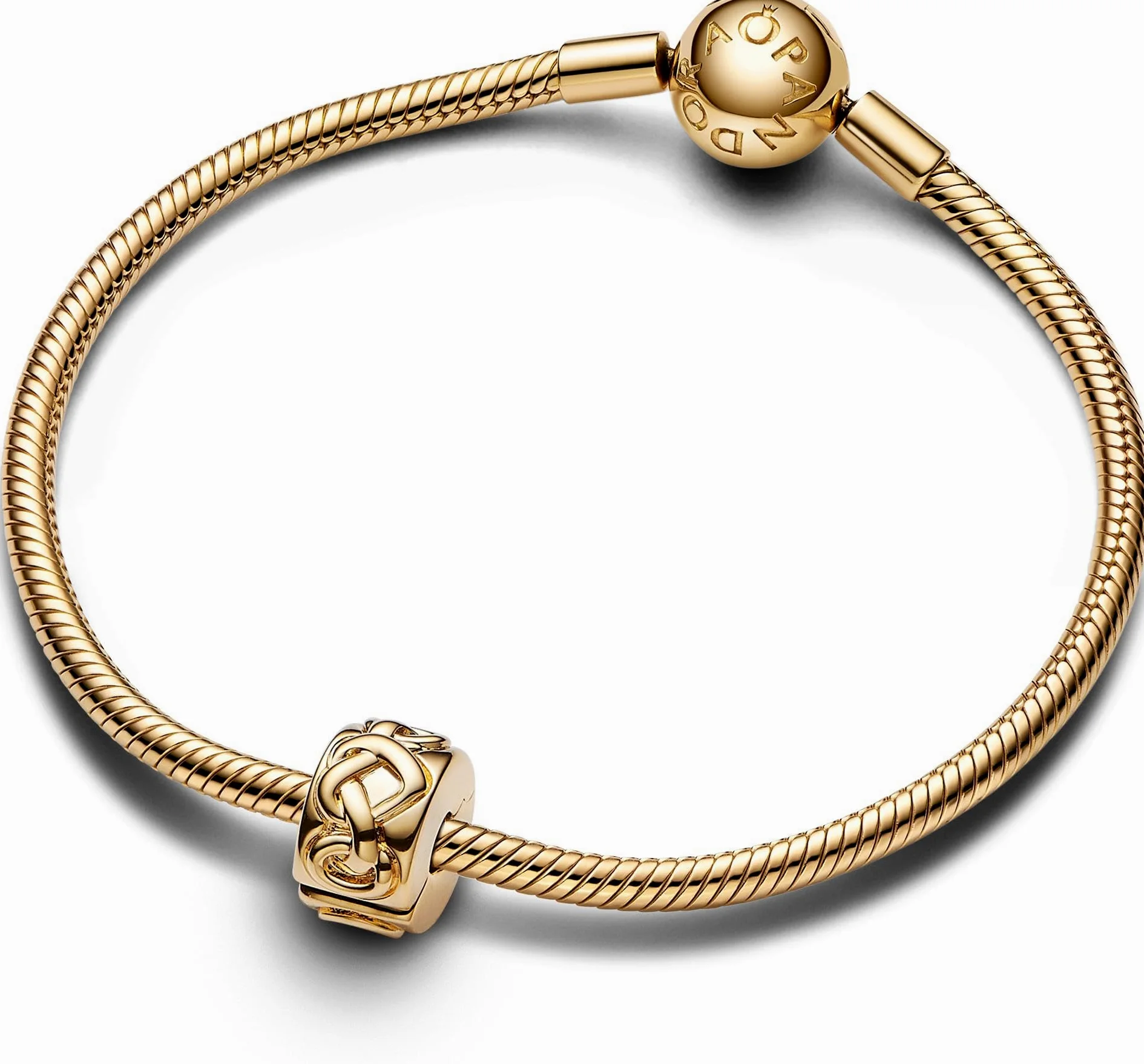 Pandora Moments Liebesknoten Clip aus Sterling Silber mit vergoldeter Metalllegierung und künstlichem Kristall, Kompatibel mit Pandora Moments Armbänder, 768035C00