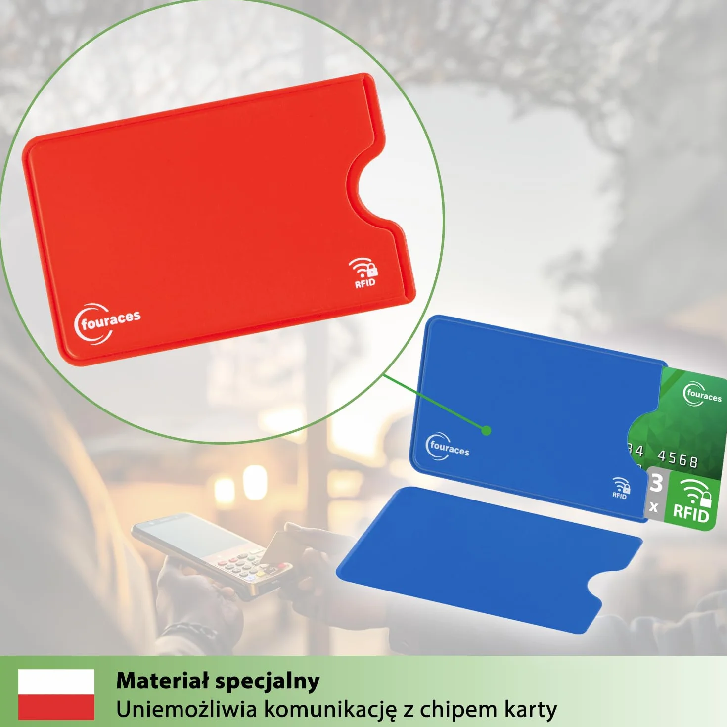 fouraces 3x etui ochronne z blokadą RFID – różne kolory – zabezpieczenie przed kradzieżą danych – etui NFC – etui na karty kredytowe i karty EC, etui na karty EC na karty bankowe
