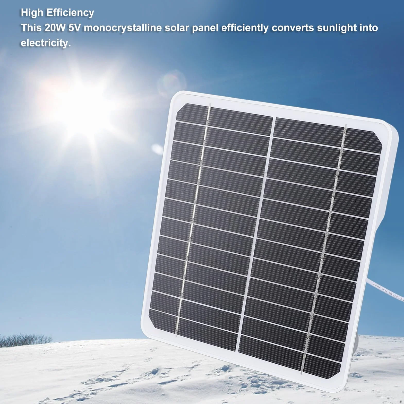 Panel słoneczny do kamery bezpieczeństwa, panel słoneczny USB, 20 W, 5 V, kamera o wysokiej wydajności, monokrystaliczna kamera panelowa USB, panel słoneczny do domu, na zewnątrz