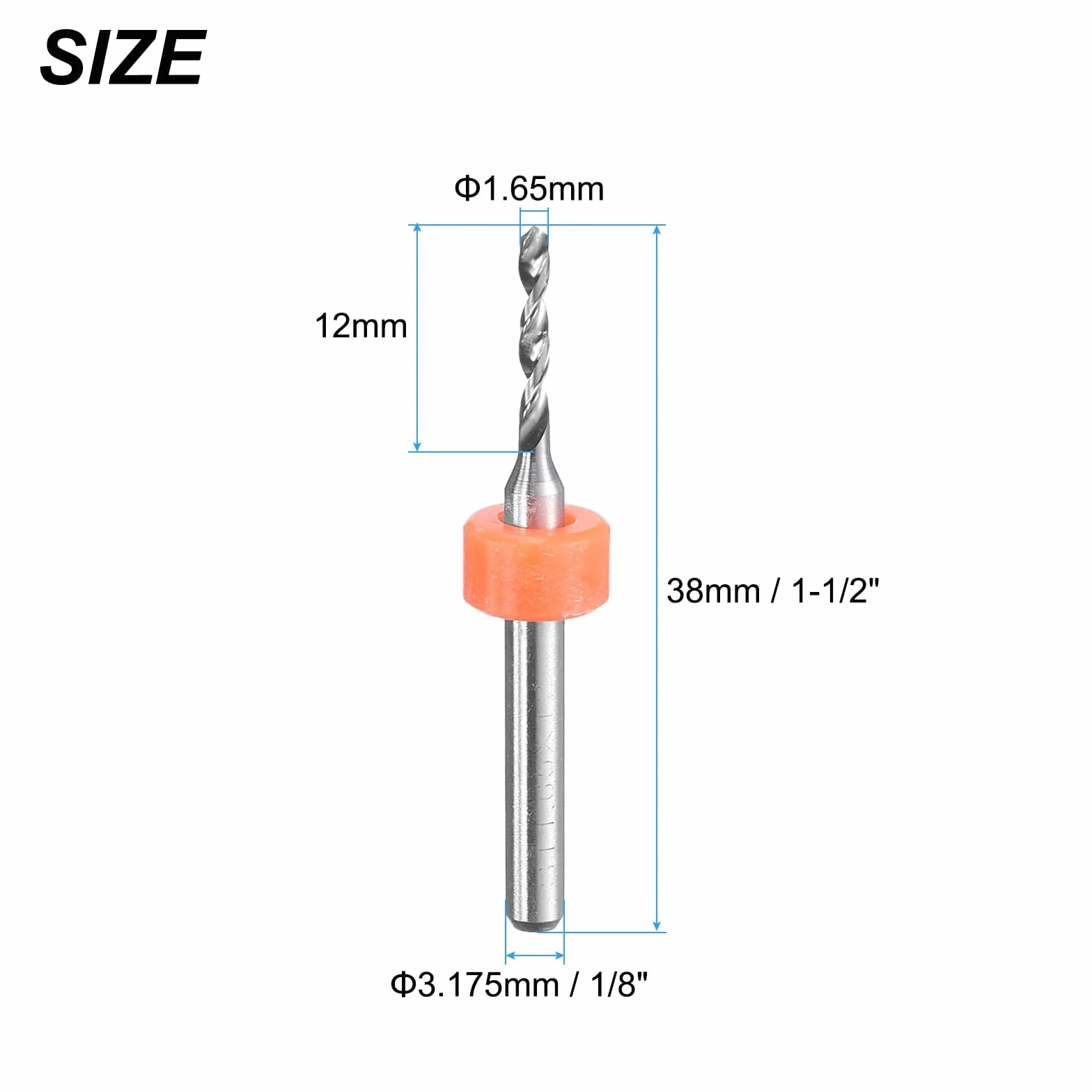 QUARKZMAN Wiertła PCB 1,65 mm węglik wolframu narzędzie tokarskie biżuteria CNC grawerunek płytka drukowana mikrowiertło 1/8 cala trzpień 5 sztuk