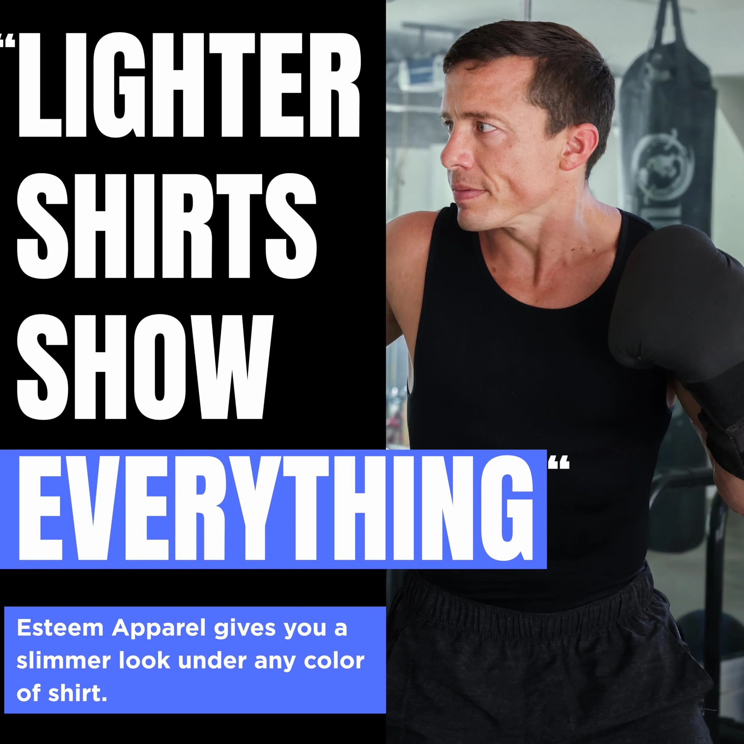 Esteem Apparel EliteSlim męska koszulka kompresyjna do ukrycia ginekomastii, Czarny, L Długi