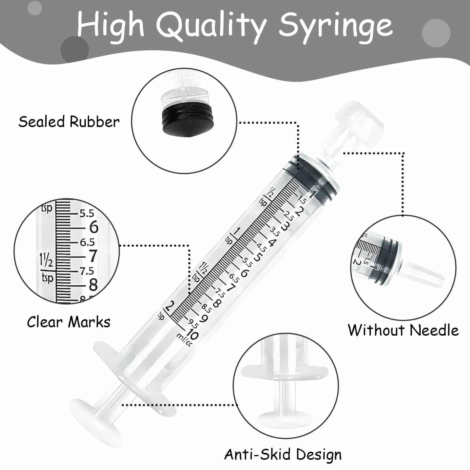 Opryskiwacze 20 szt., strzykawka 10 ml, strzykawka z tworzywa sztucznego, strzykawka do płynów wielokrotnego użytku, bezigłowa syringe, odpowiednia w laboratoriach, do pomiaru płynów i