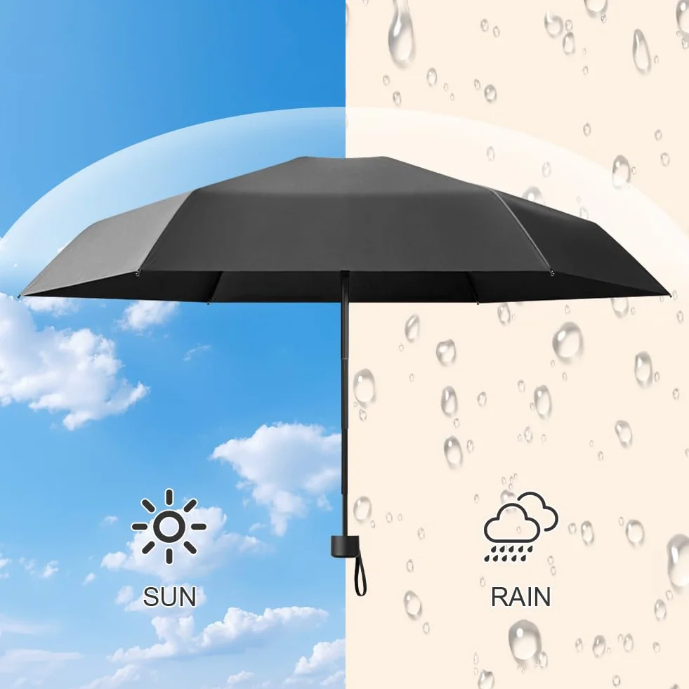 Vicloon Mini parasol,6 żeberek składany parasol podróżny,materiał 210T,słońce i deszcz,wiatroszczelny UV,lekki kompaktowy kieszonkowy