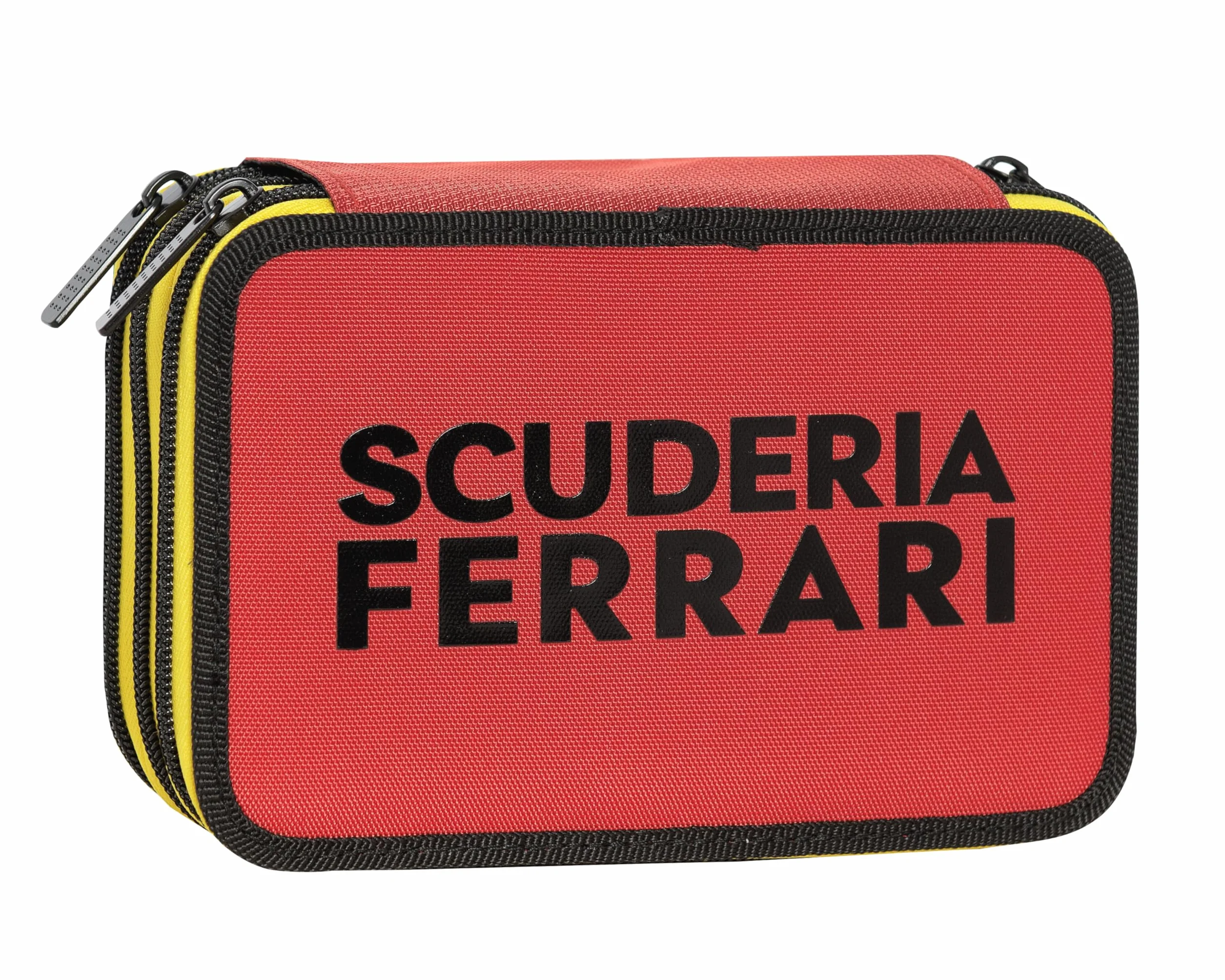 FERRARI KIDS - Piórnik szkolny z oficjalnym Ferrari, 3 przegródki dla dzieci z zestawem na artykuły pa, niebieski długopis Frixion i praktycznym zamkiem błyskawicznym, 20 x 13 x 7 cm,