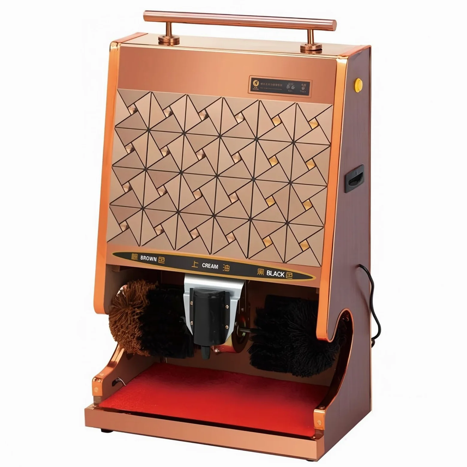 Elektryczna polerka do butów, inteligentna stacja do pielęgnacji obuwia, automatyczna indukcja, obudowa ze stali nierdzewnej, szczotki Rose Gold Diamond Pattern