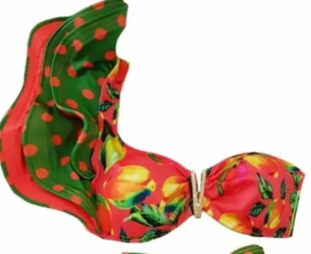 Strój kąpielowy Stroje kąpielowe Strój kąpielowy Kostiumy kąpielowe Biquini Dwuczęściowy damski kwiatowy biustonosz usztywniany Bandaż Bikini Set (kolor: zielony, rozmiar: Mcode) (zielony Scode)