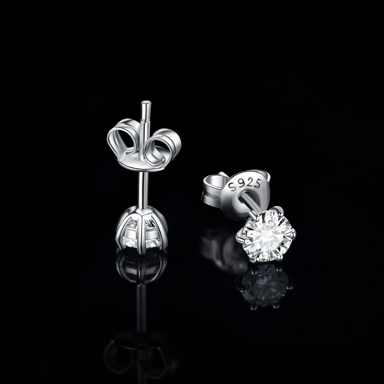 JewelryPalace Okrągłe kolczyki sztyfty Moissanite Srebro 925 Kolczyki damskie Srebrne dziewczęce kamienie szlachetne Prezent
