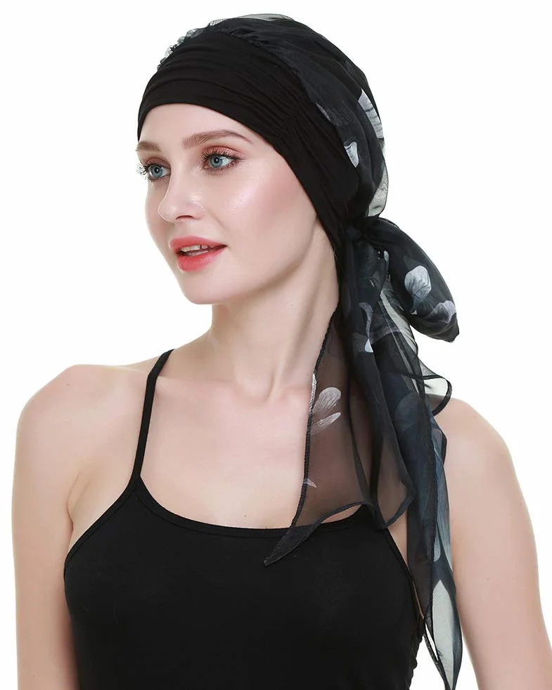 FocusCare chemo turban nakrycie głowy dla kobiet po chemioterapii chorych na raka, White Flowers, jeden rozmiar