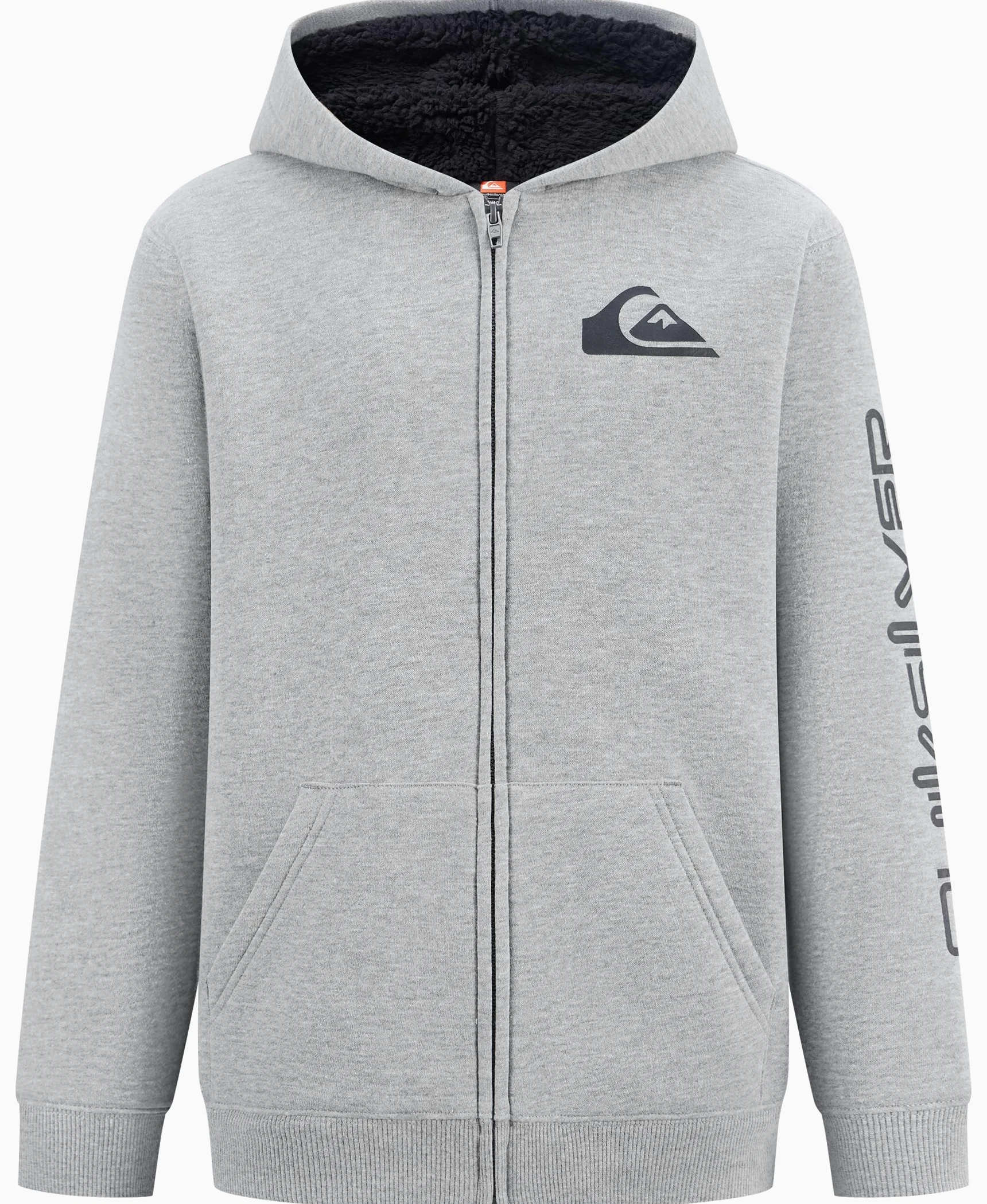 Quiksilver Chłopięca Full-Zip Sherpa Lined Fleece Hoodie bluza z kapturem, szary melanż, 18-20