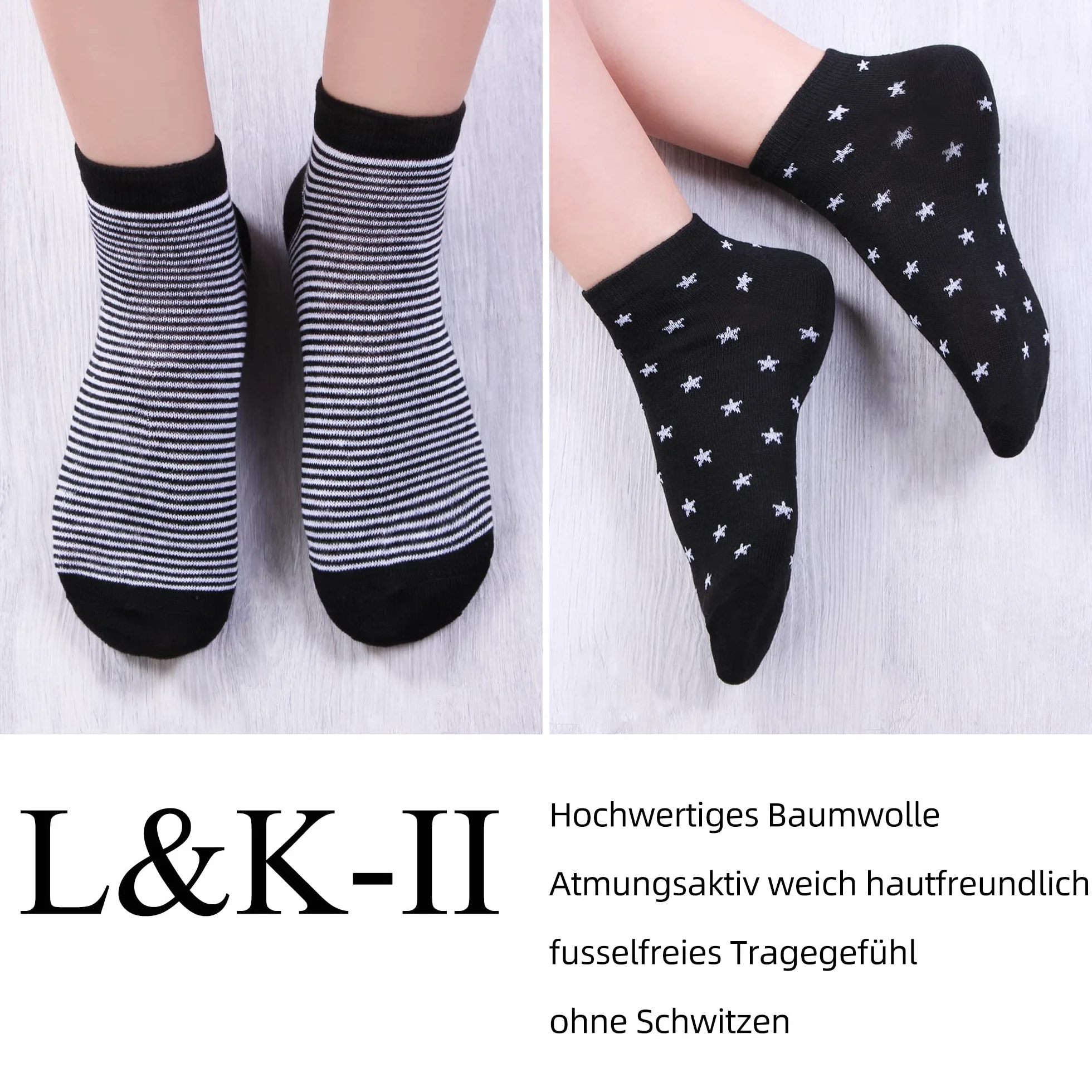 L&K-II damskie skarpetki sportowe krótkie 10 par jednokolorowe