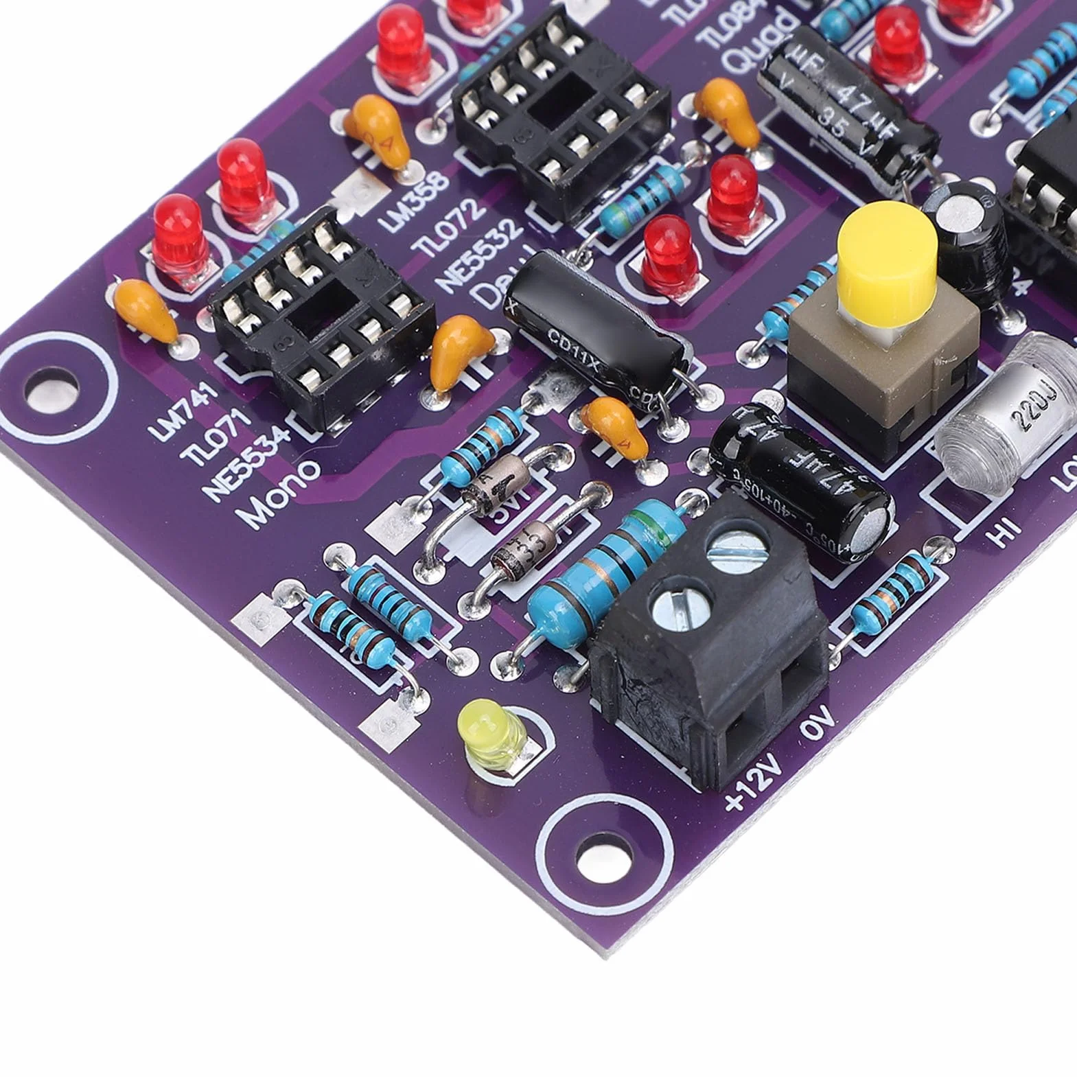 Moduł Testowy OP AMP Test Obwodu Wzmacniającego Płytka Testowa Wzmacniacza Operacyjnego dla Pojedynczego Podwójnego Quada DC12V T2 Tester