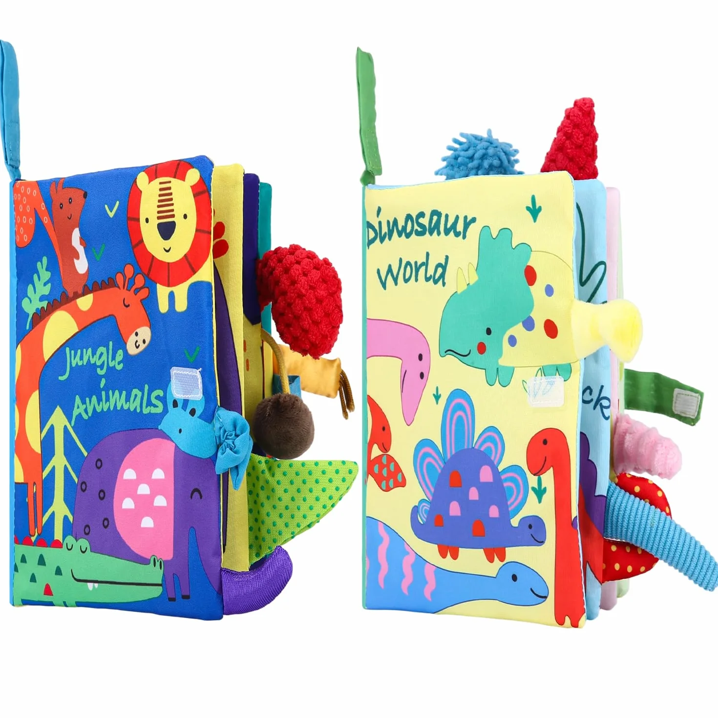 Montessori Quiet Book dla niemowląt, książka materiałowa dla niemowląt – 2-częściowy zestaw z książeczką z uczuciami i książeczką trzaskającą od 0, 3, 6 miesięcy, zabawka sensoryczna dla dzieci