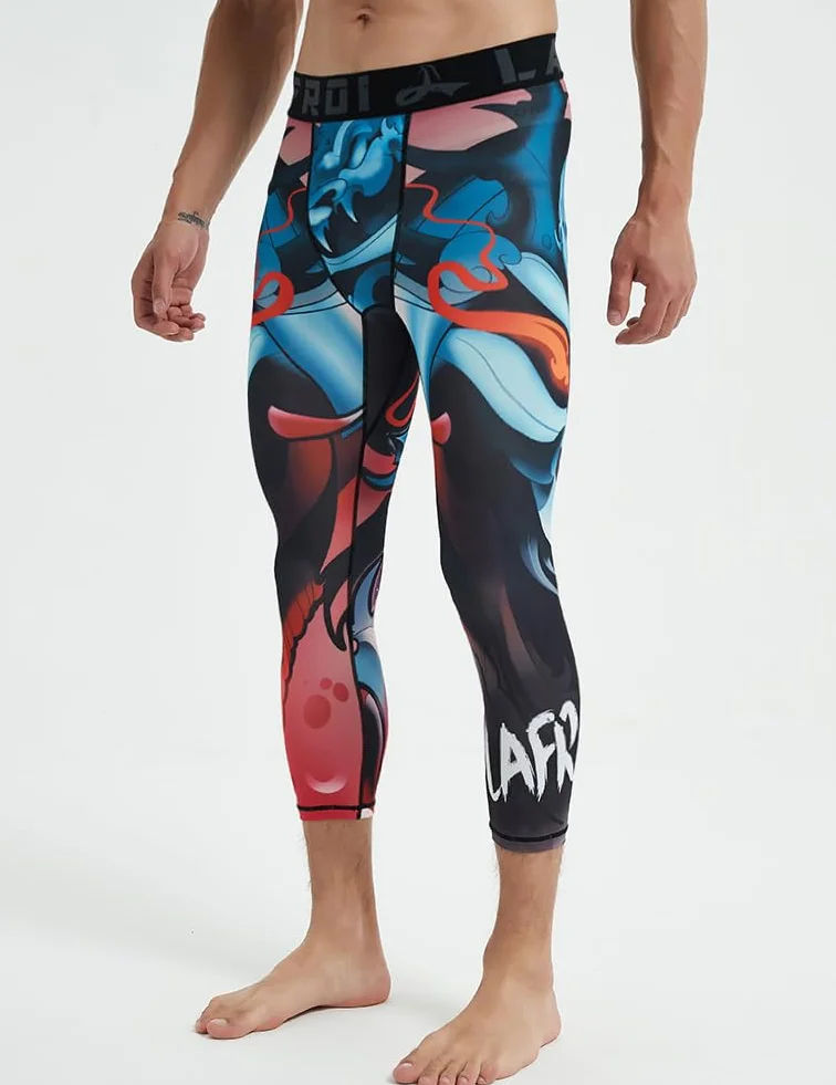 LAFROI Men's Compression Fit 3/4 Tights Leggings with Pocket YSK10