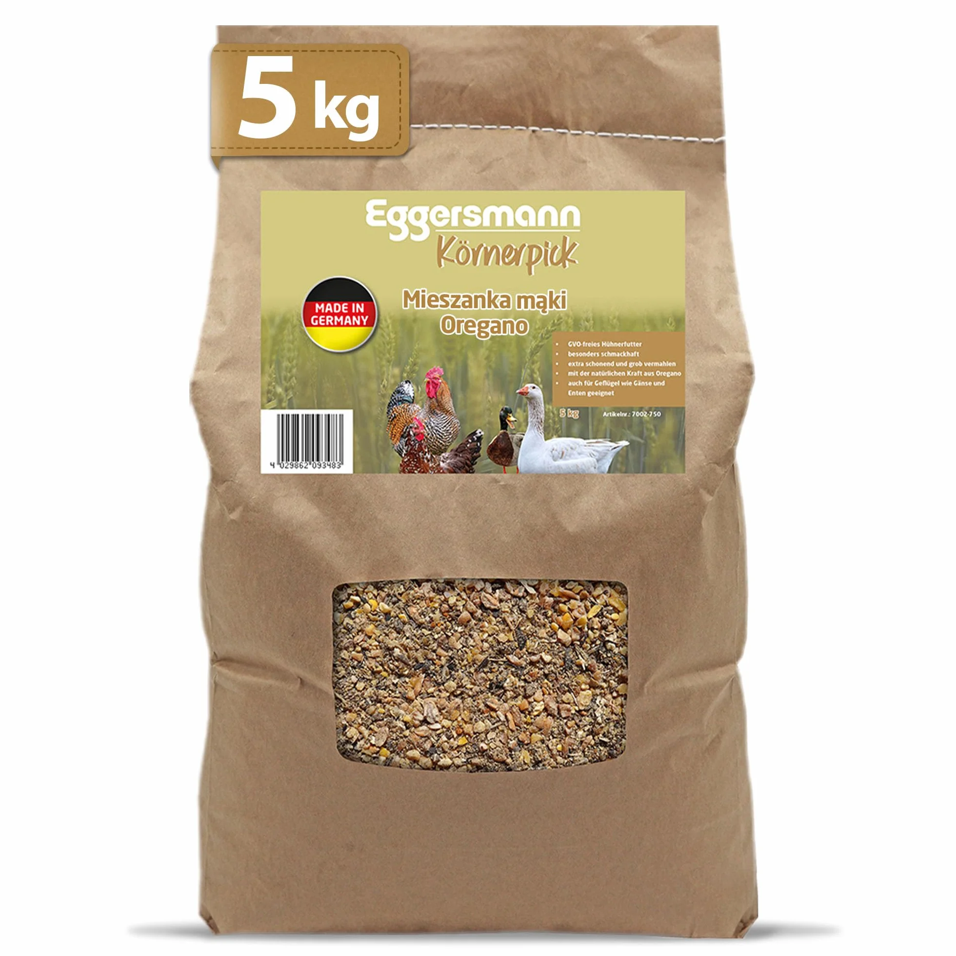Eggersmann Körnerpick 5 kg karmy dla kur, mieszanka mąki oregano, mączka niosąca o naturalnej sile z oregano, mączka niosąca premium dla kur, gęsi i kaczek (5,00 kg (1 opakowanie))