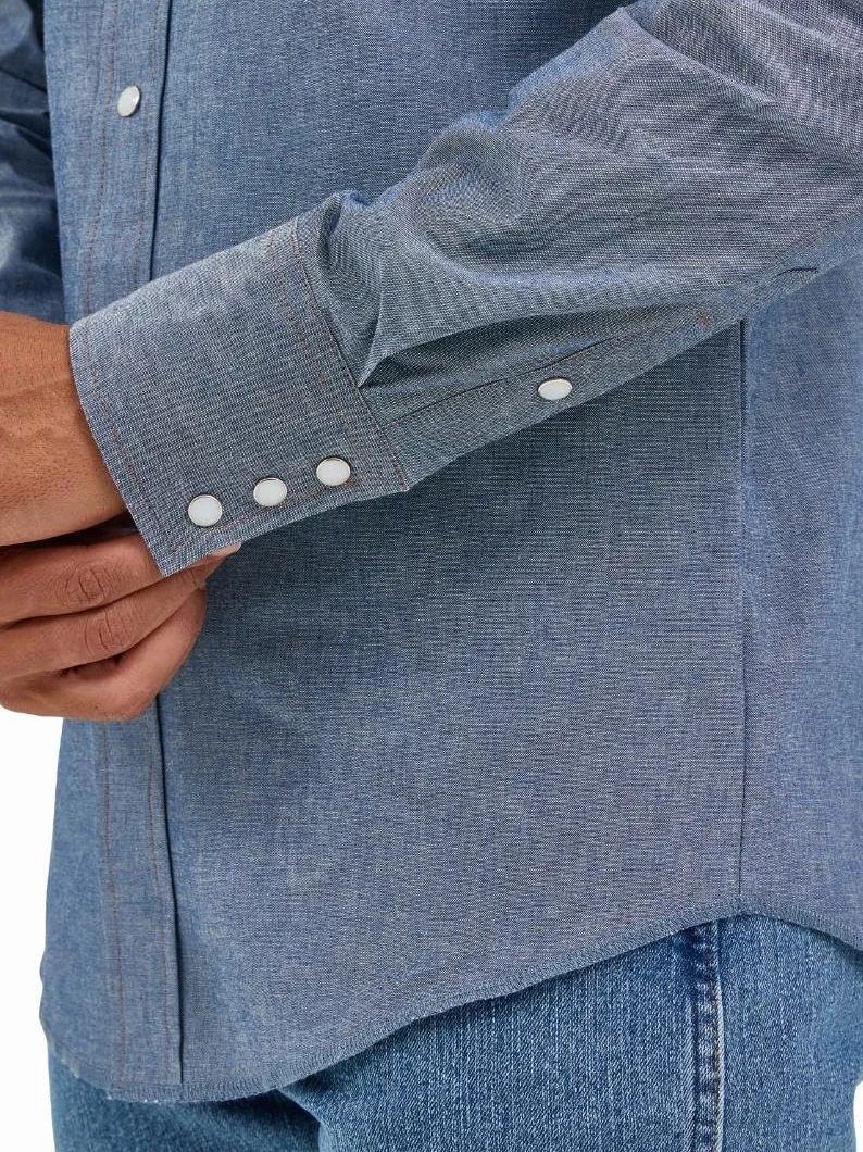 Wrangler Cowboy Cut Western z długim rękawem Snap koszula robocza prane wykończenie Mężczyźni