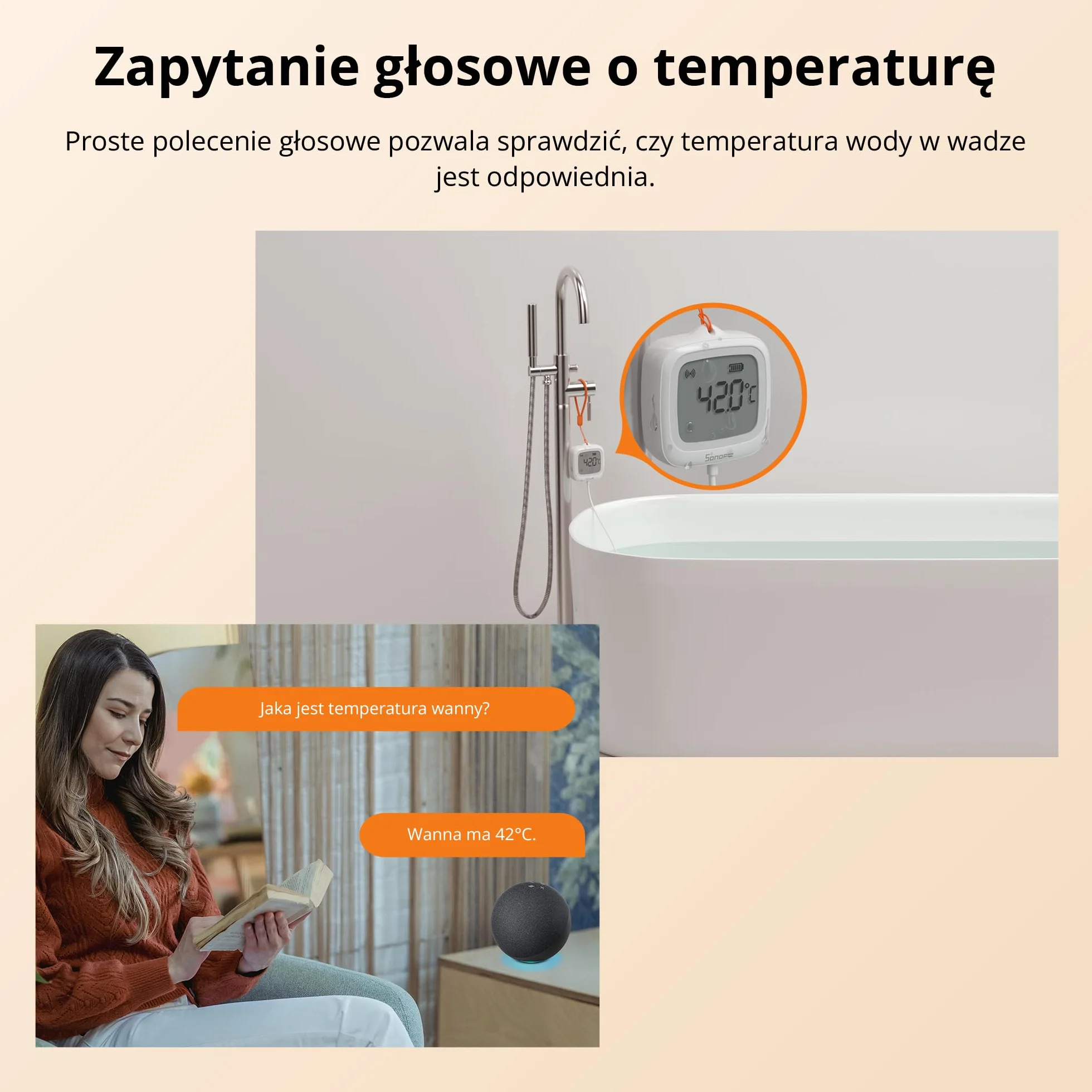 SONOFF SNZB - 02LD Czujnik Temp. Zigbee, Sonda Nierdzewna 1,5m, LCD, -40~115°C, Monitor. APP, Mocowanie Magn, Współpracuje z Hubem