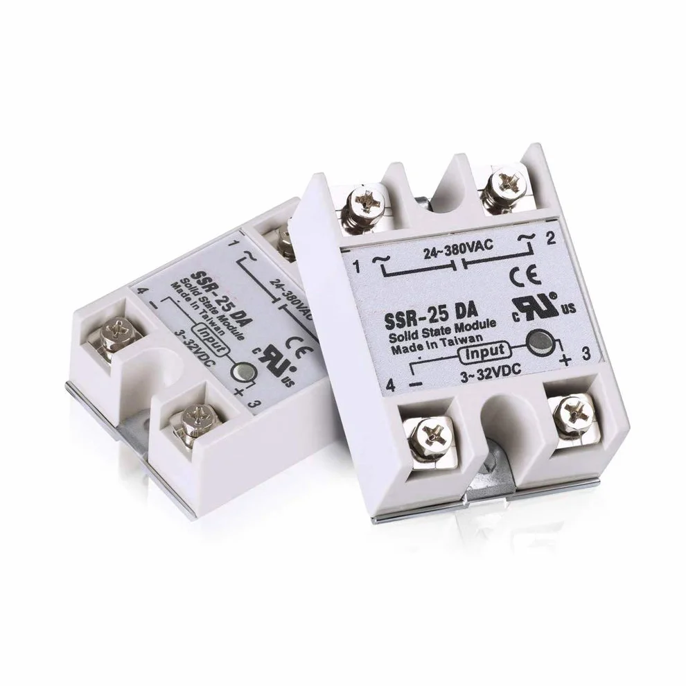 Hailege 2pcs SSR-25DA Solid State Relay Single Phase Semi-Conductor Input 3-32V DC Output 24-380V AC