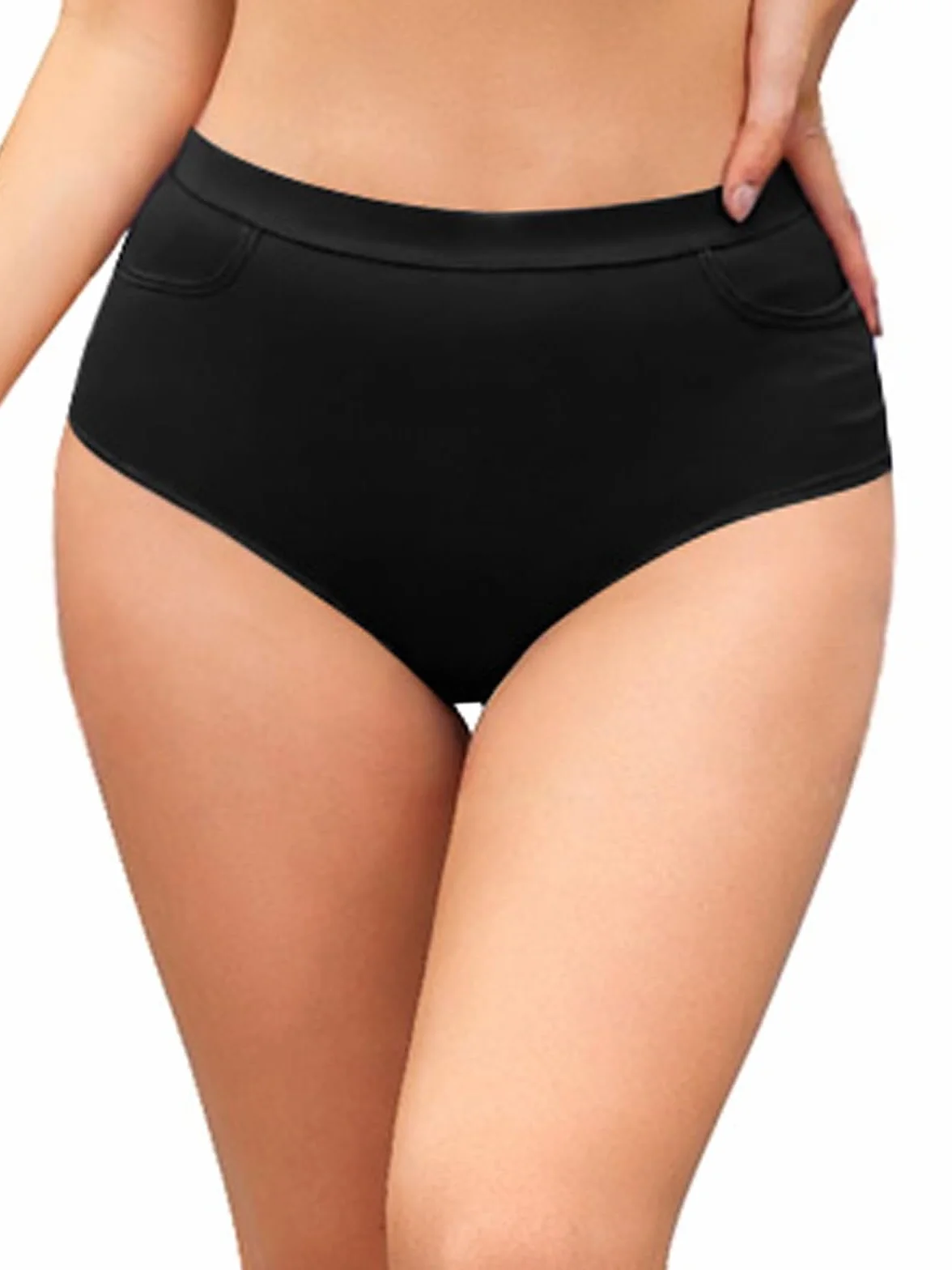 SHEKINI Damskie spodnie bikini, wyszczuplające brzuch, klasyczne spodenki kąpielowe dla kobiet, do pływania, na plażę, sportowe szorty plażowe, z kieszeniami