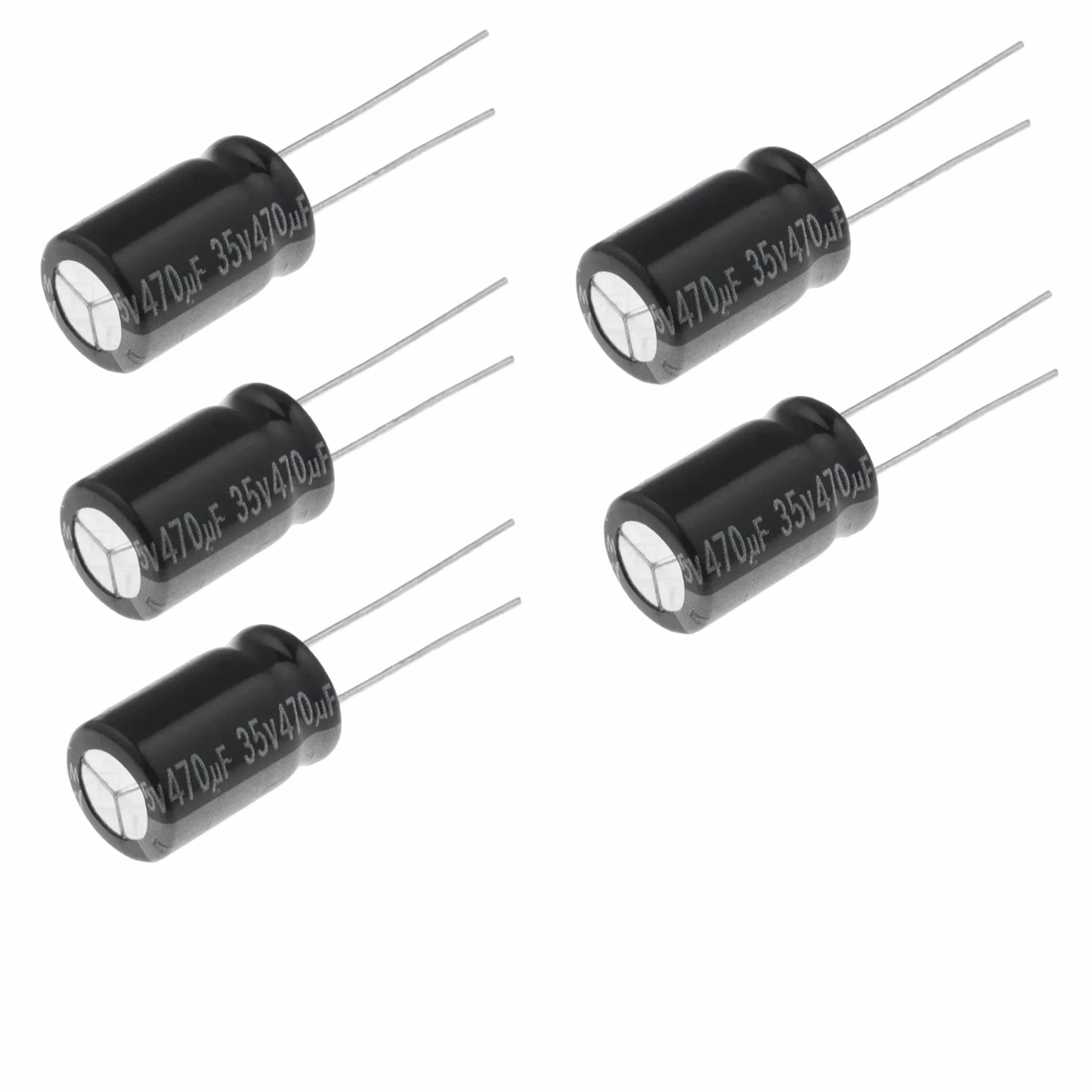 Kondensatory elektrolityczne 470µF 35V, mocowanie THT, Ø10x16mm, 5 sztuk