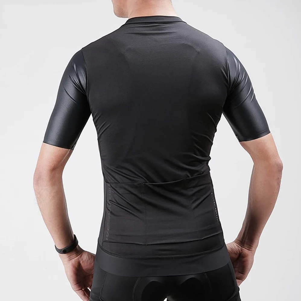 Męska odzież kolarska Męska jazda na rowerze Triathlon Jersey Bike Elastyczność Oddychająca Szybka sucha koszula rowerowa z krótkim rękawem, czarna Męskie koszulki kolarskie(S)