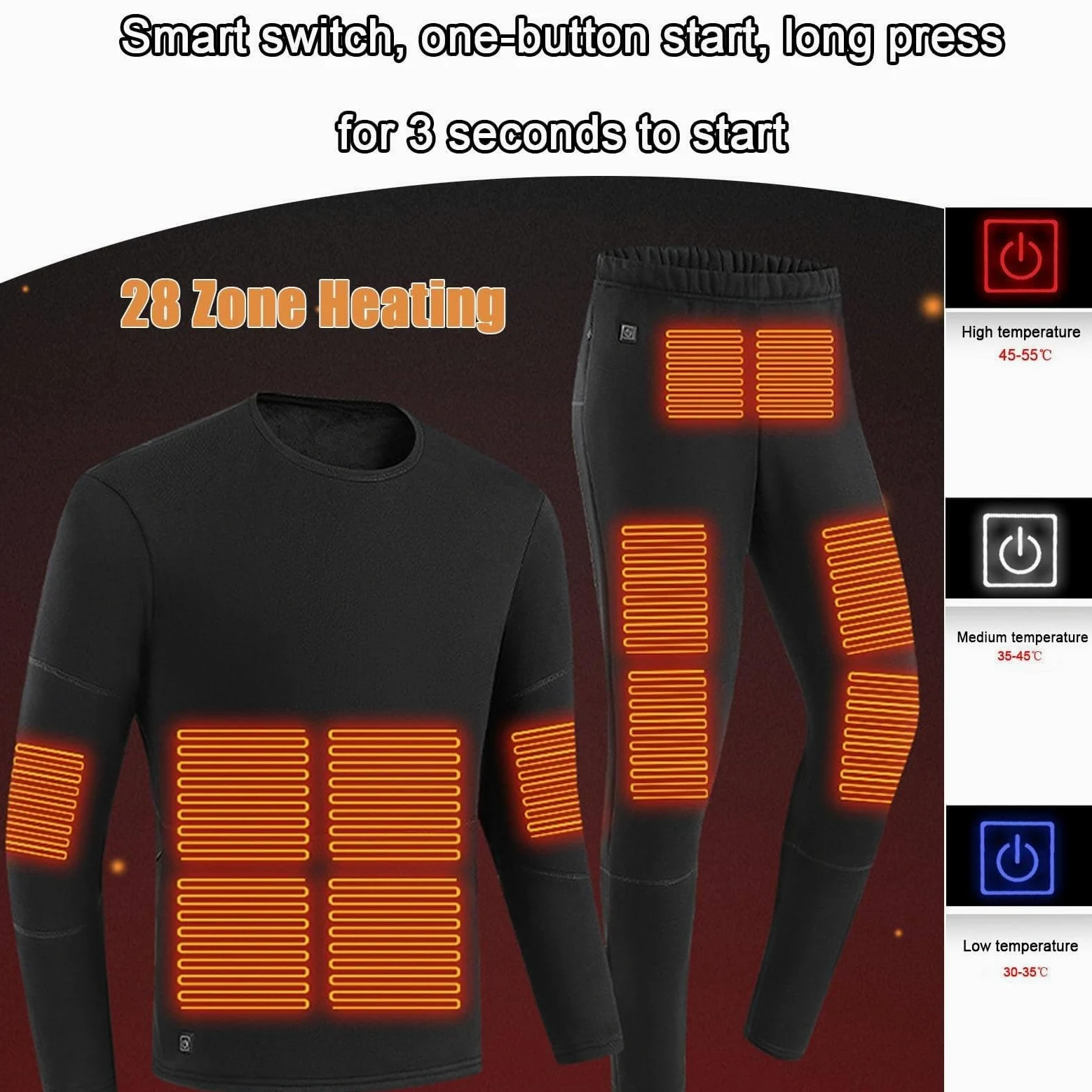 S-5xl Męski I Damski Komplet Termiczny, 22 Strefy Grzewcze, Podgrzewana Bielizna Termoaktywna, Podgrzewany Zestaw Bielizny Termicznej Dla Mężczyzn I Kobiet men'sgray-3XL