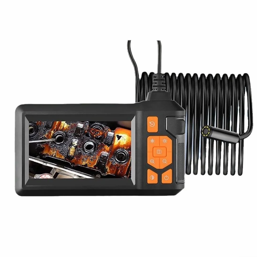 Boroskop przemysłowy z dwoma obiektywami, cyfrowa kamera inspekcyjna boroskopowa 1080p, wodoodporna kamera 7,9 mm IP67, kamera kanalizacyjna z ekranem LCD 4,3 cala, 8 diod LED, półsztywny