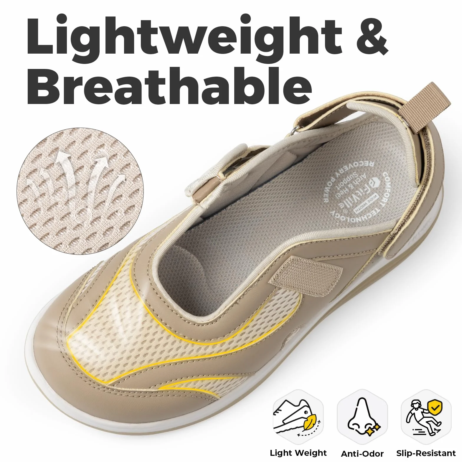 FitVille Extra Wide Sandały Ortopedyczne Damskie Letnie Buty dla Seniorów z Zapięciem na Rzep Mary Jane