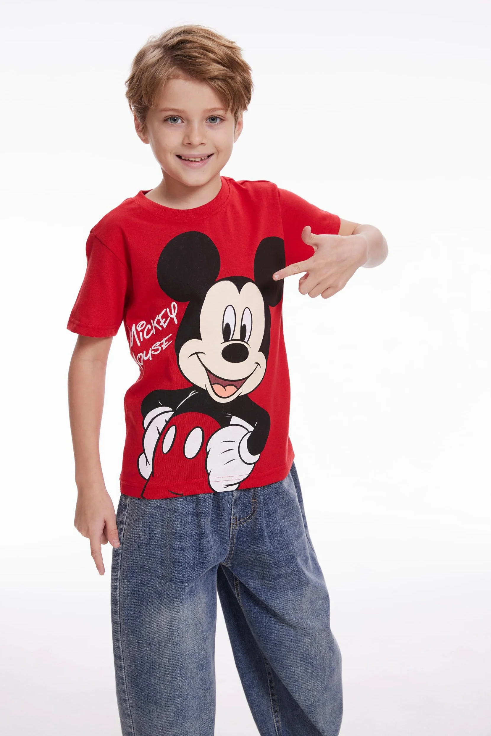 Disney Mickey Mouse & Friends T-shirt dla maluchów i małych dzieci, niebieski, czerwony, żółty, pomarańczowy, 4 sztuki