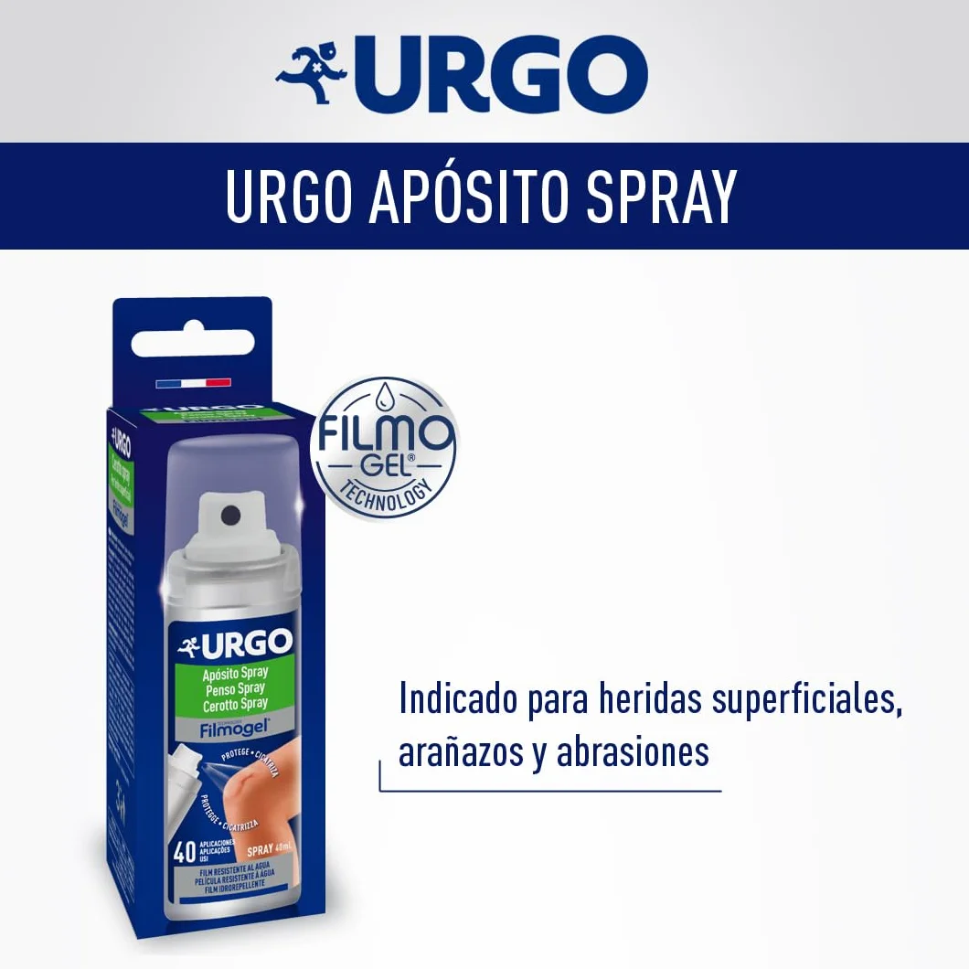 Urgo - Opatrunek w sprayu Filmogel® - Niewidoczny, gojący się rany, wodoodporny - Spray 40 ml, 40 zastosowań