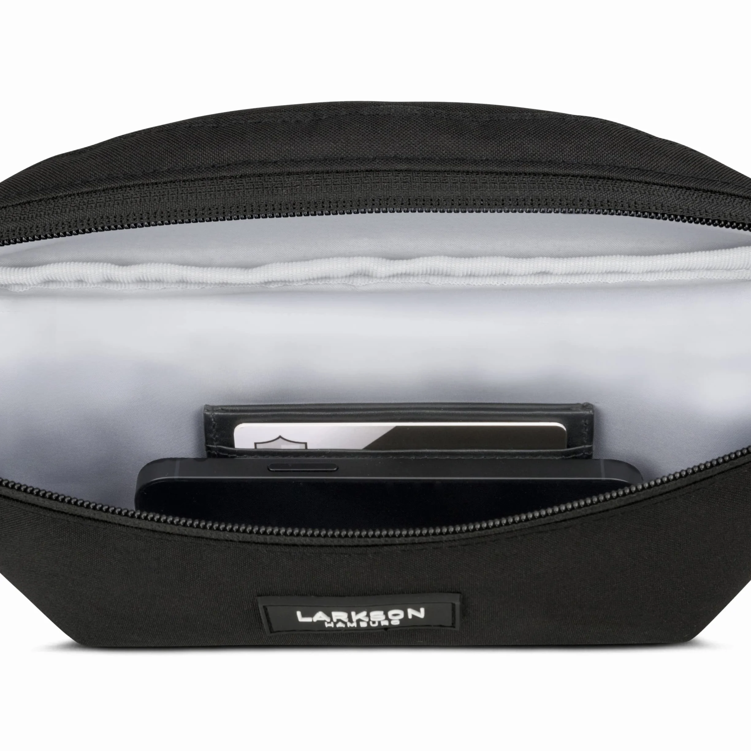 LARKSON Torba nerka damska i męska - Finn - saszetka biodrowa do uprawiania sportu na świeżym powietrzu w mieście - stylowa torba na pasek na festiwal - Crossbody Bag z paskiem - wodoodporna, czarny, Einheitsgröße
