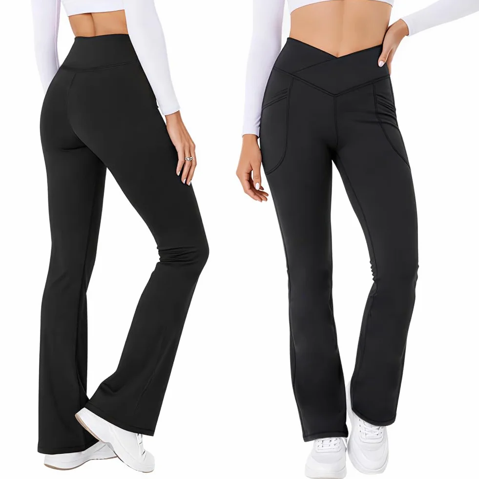 Damskie spodnie do jogi/spodnie do jogi bootcut siłownia legginsy z wysokim stanem spodnie do jogi legginsy kompresyjne do biegania lekkie sportowe legginsy treningowe spodnie do biegania