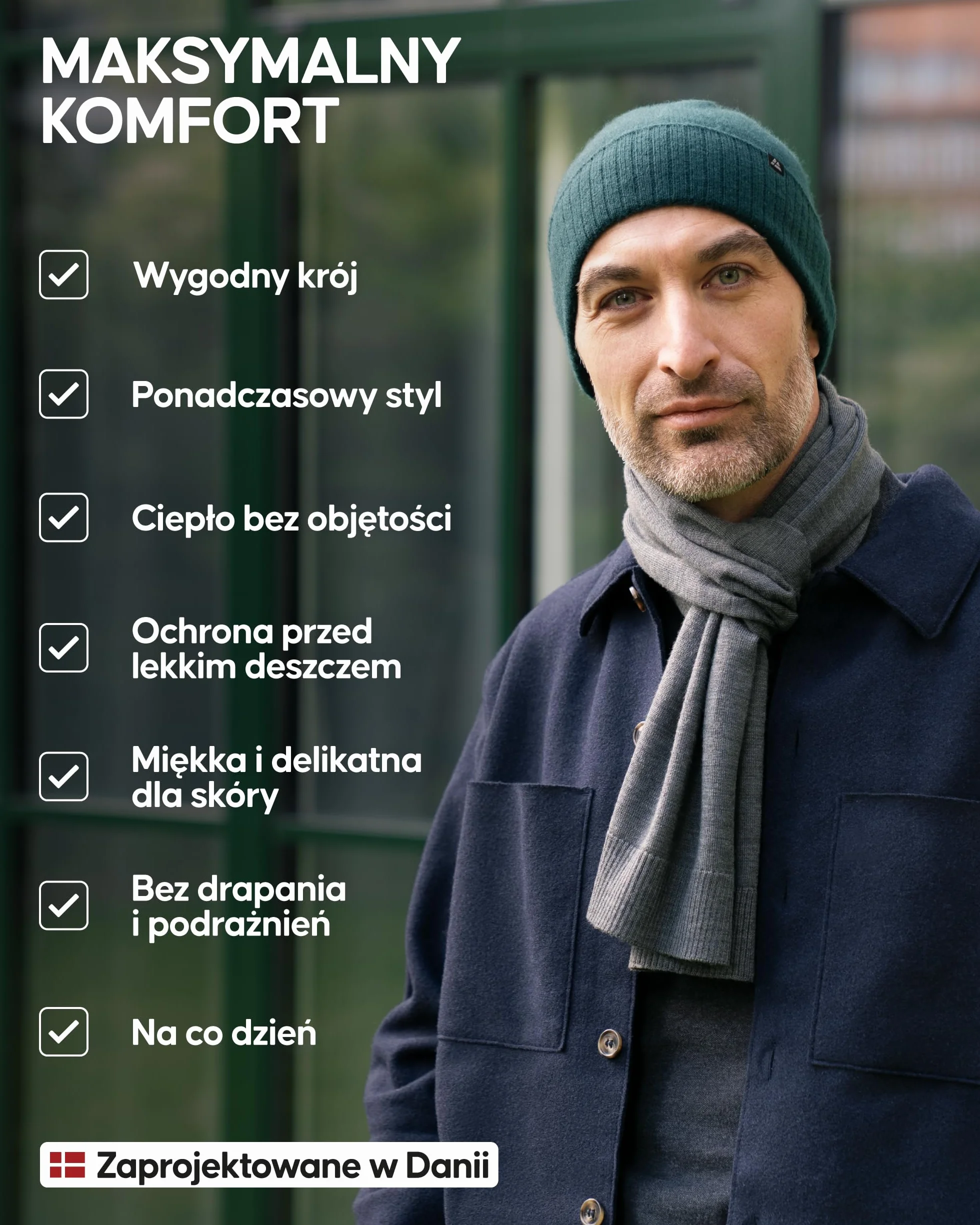 DANISH ENDURANCE 100% Kaszmirowa Czapka Beanie, Luksusowo Miękka, Wyjątkowo Ciepła, Najwyższy Komfort, Dla Mężczyzn i Kobiet