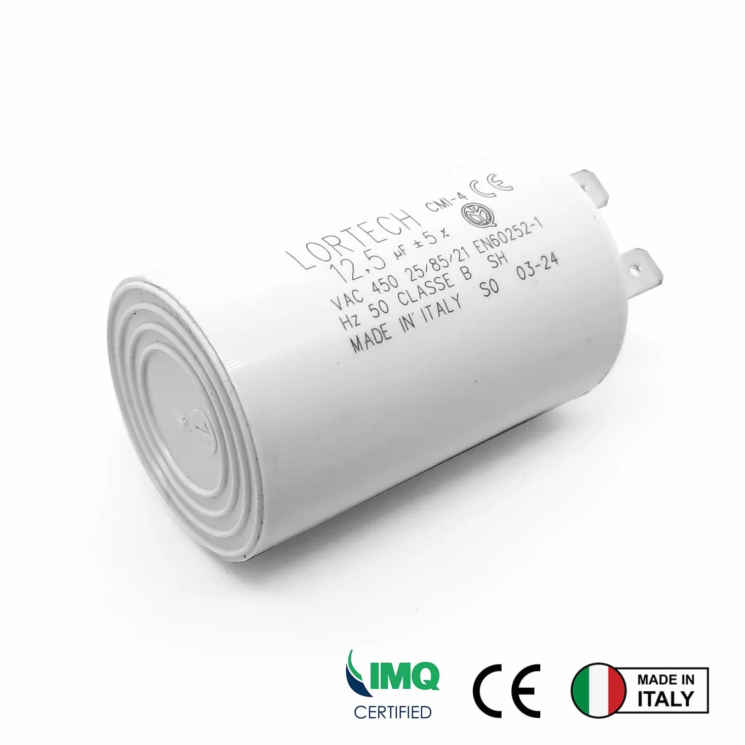 KONDENSATOR STAŁY 12,5 µF - Ø 35mm x 56 mm - PŁASKIE DNA - WYPRODUKOWANE WE WŁOCH