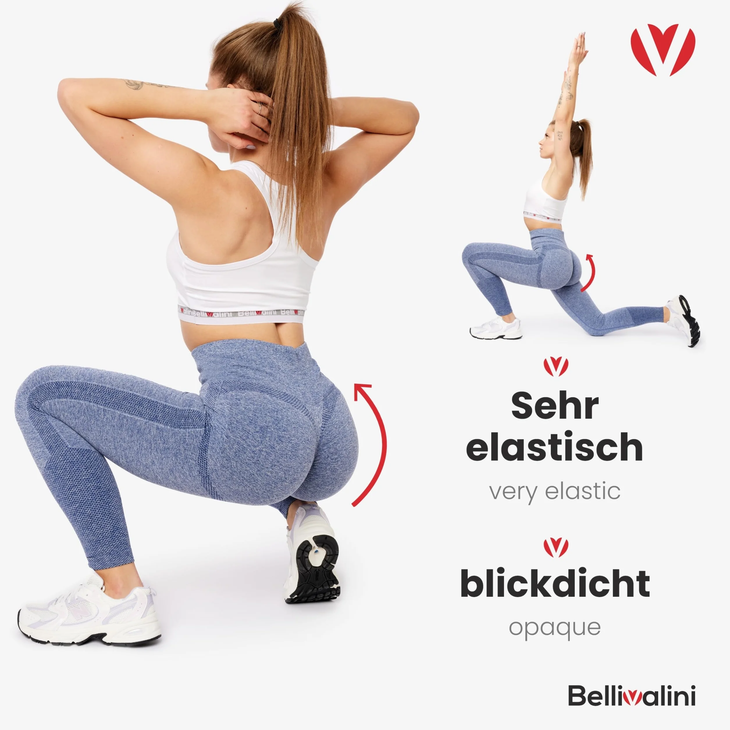 Bellivalini Legginsy Push Up modelujące wysoki stan Sport Fitness BLV50-254